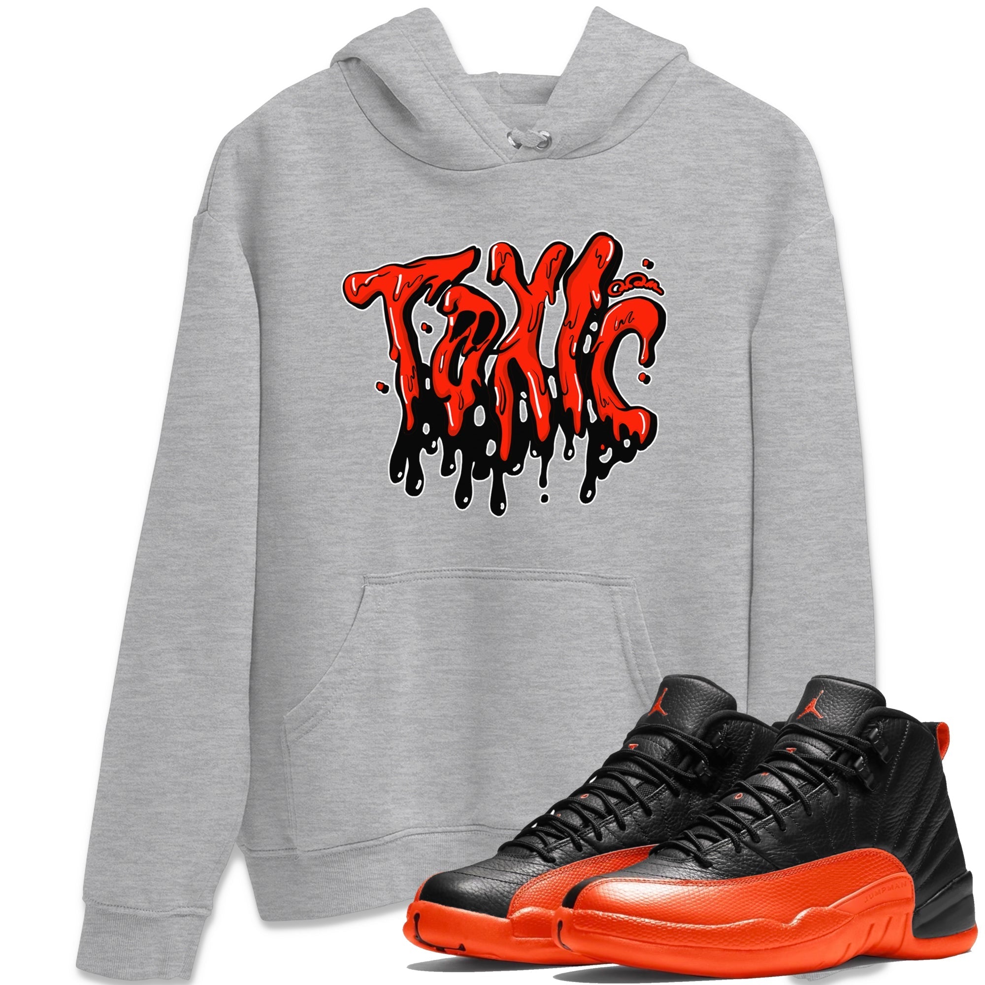 Air Jordan 12 Brilliant Orange Sneaker Match Tees Toxic Streetwear Sneaker Shirt AJ12 Brilliant Orange Sneaker Release Tees Unisex Shirts Heather Grey 1