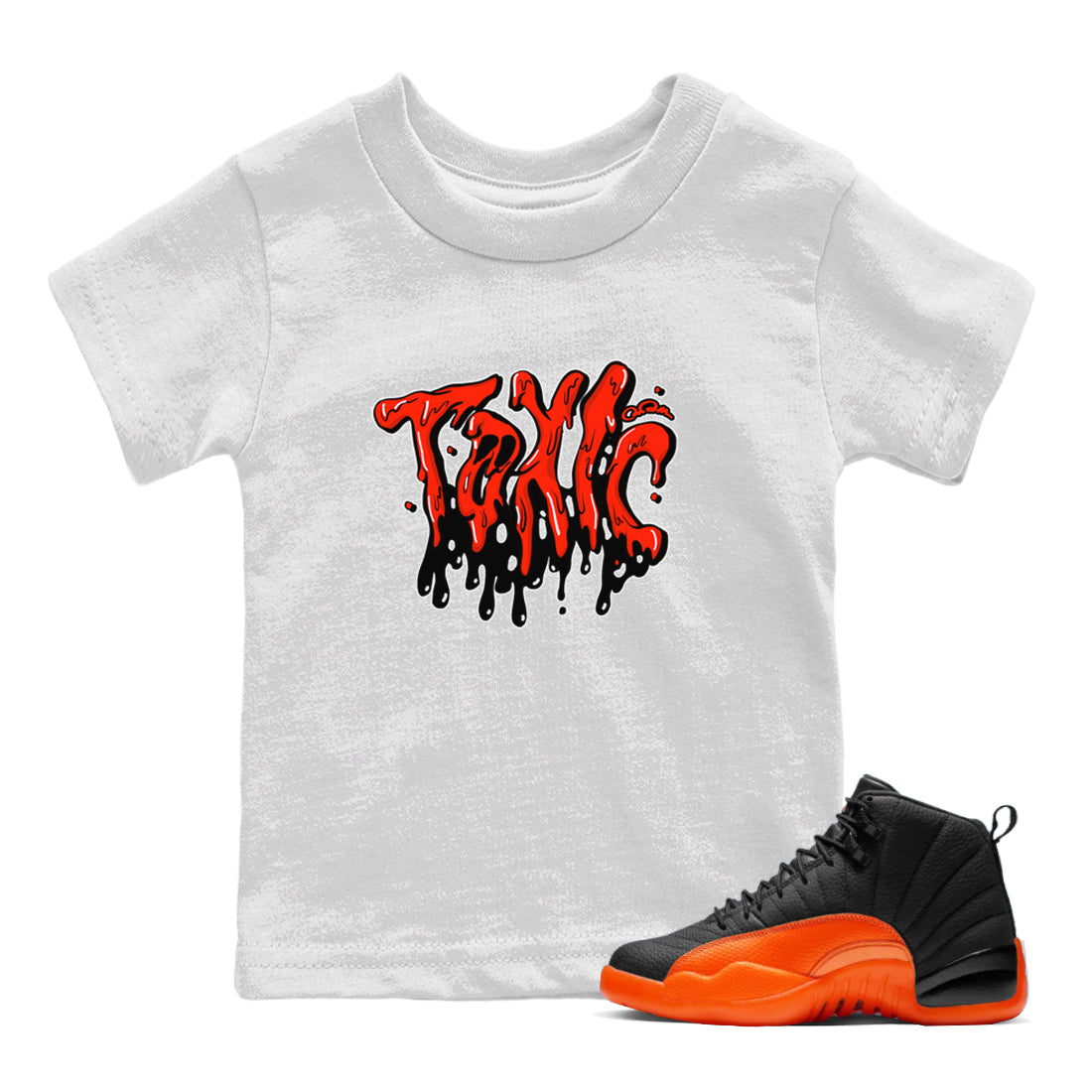 Air Jordan 12 Brilliant Orange Sneaker Match Tees Toxic Streetwear Sneaker Shirt AJ12 Brilliant Orange Sneaker Release Tees Kids Shirts White 1