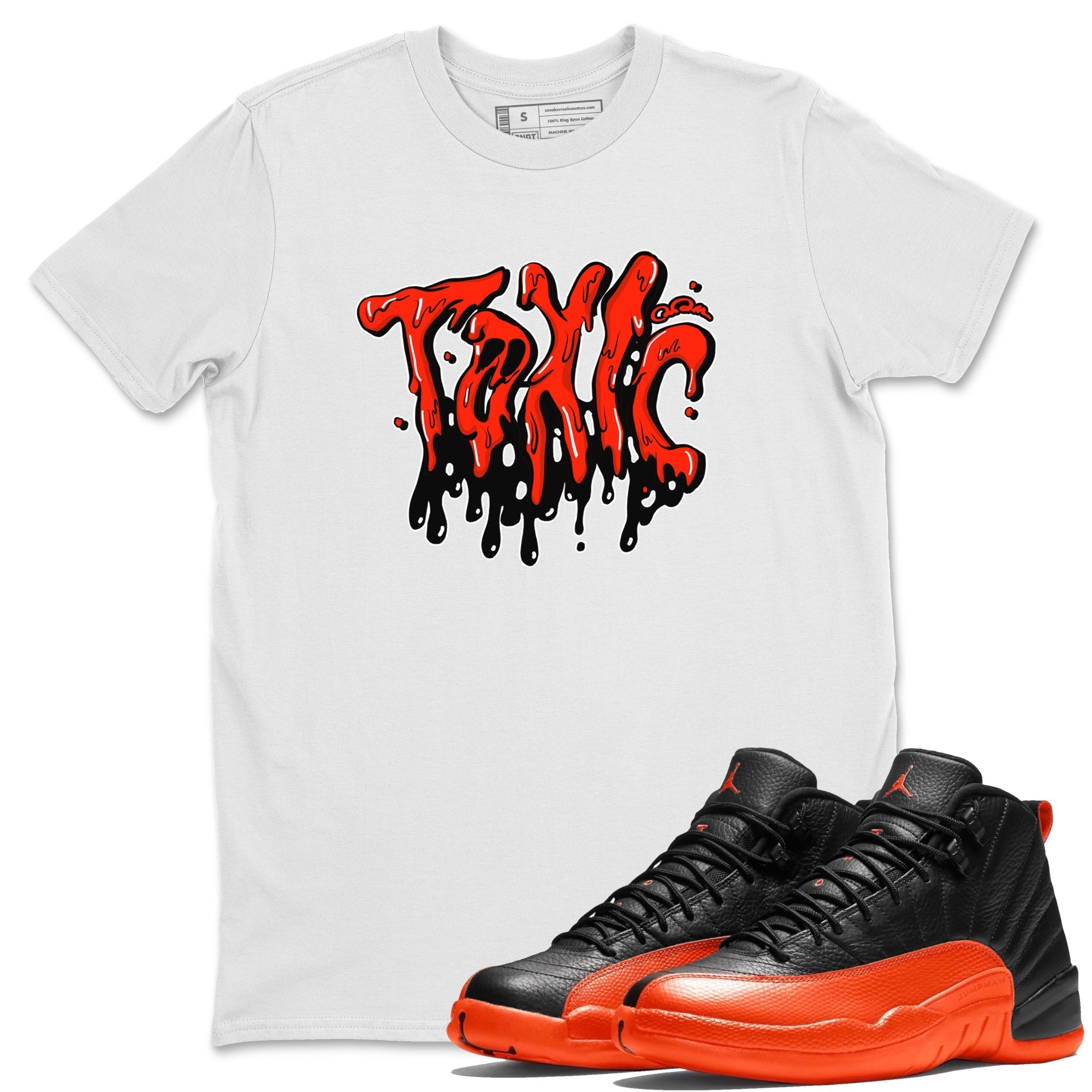 Air Jordan 12 Brilliant Orange Sneaker Match Tees Toxic Streetwear Sneaker Shirt AJ12 Brilliant Orange Sneaker Release Tees Unisex Shirts White 1