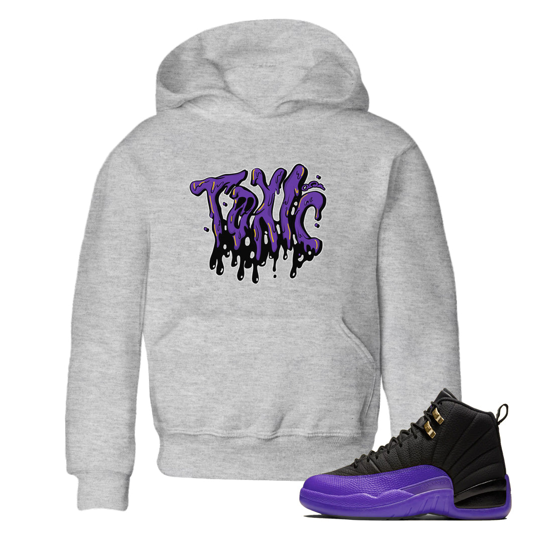 Air Jordan 12 Field Purple Sneaker Match Tees Toxic Streetwear Sneaker Shirt AJJordan 12 Lakers Sneaker Release Tees Kids Shirts Heather Grey 1