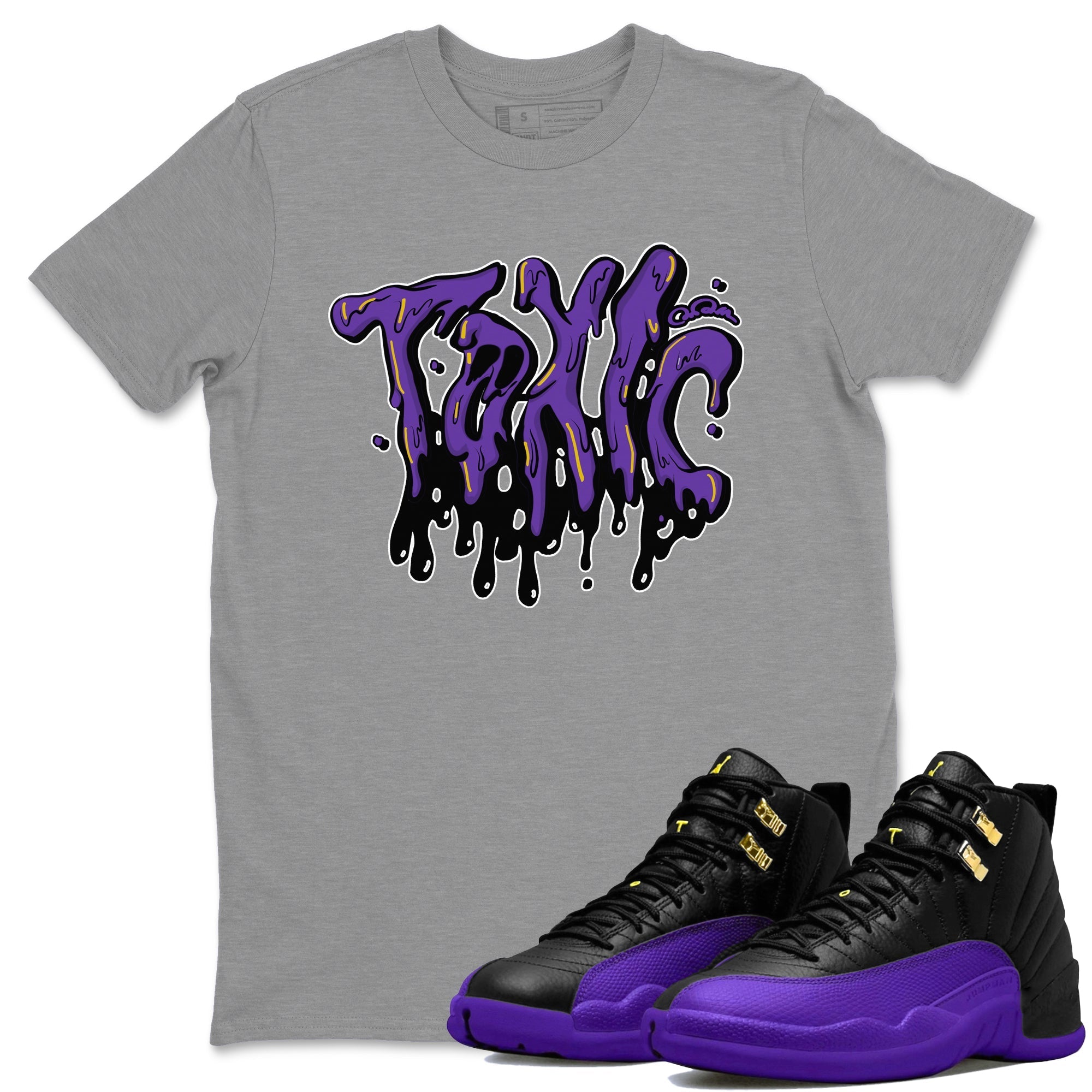 Air Jordan 12 Field Purple Sneaker Match Tees Toxic Streetwear Sneaker Shirt AJJordan 12 Lakers Sneaker Release Tees Unisex Shirts Heather Grey 1