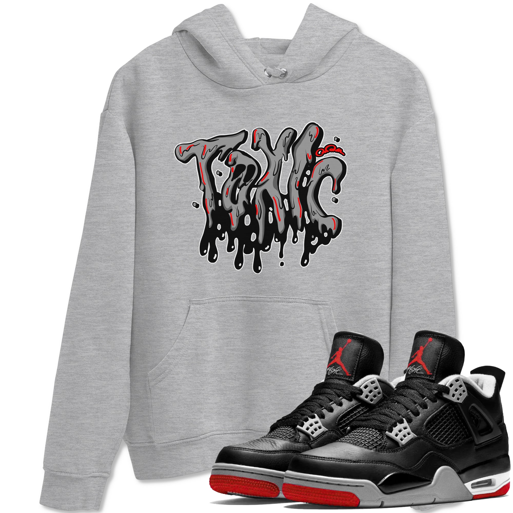 Air Jordan 4 Bred Reimagined shirt to match jordans Toxic sneaker tees AJ4 Bred Reimagined Drip Gear Zone unisex cotton Heather Grey 1 crew neck shirt
