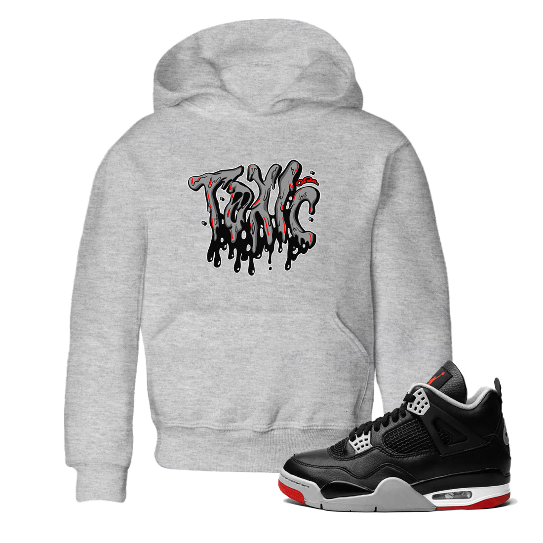 Air Jordan 4 Bred Reimagined shirt to match jordans Toxic sneaker tees AJ4 Bred Reimagined Drip Gear Zone baby toddler Heather Grey 1 cotton Shirt