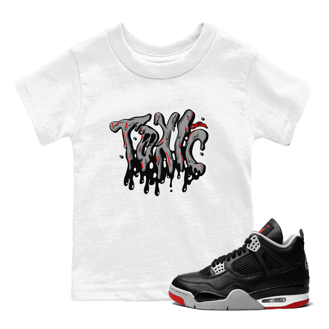 Air Jordan 4 Bred Reimagined shirt to match jordans Toxic sneaker tees AJ4 Bred Reimagined Drip Gear Zone baby toddler White 1 cotton Shirt