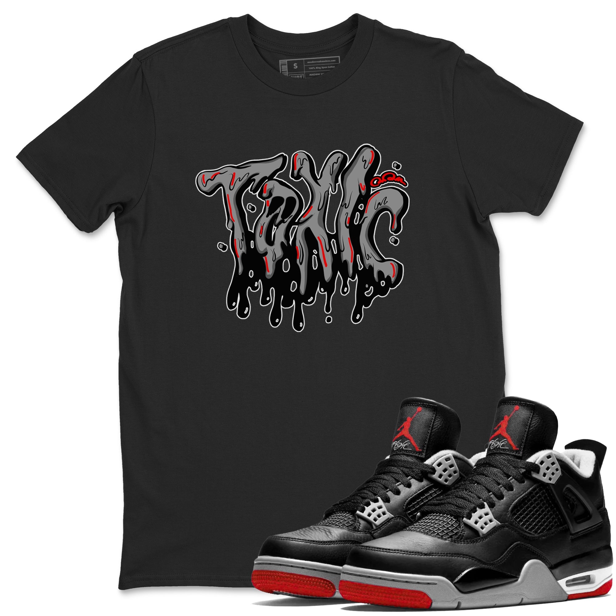 Air Jordan 4 Bred Reimagined shirt to match jordans Toxic sneaker tees AJ4 Bred Reimagined Drip Gear Zone unisex cotton Black 1 crew neck shirt
