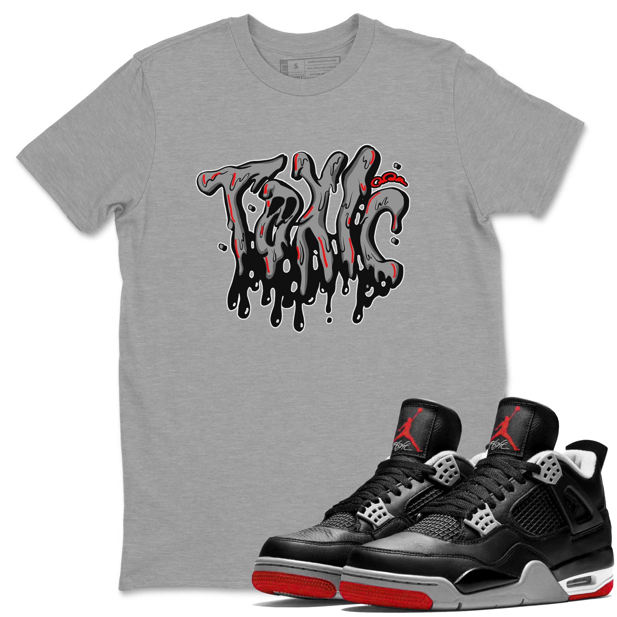 Air Jordan 4 Bred Reimagined shirt to match jordans Toxic sneaker tees AJ4 Bred Reimagined Drip Gear Zone unisex cotton Heather Grey 1 crew neck shirt
