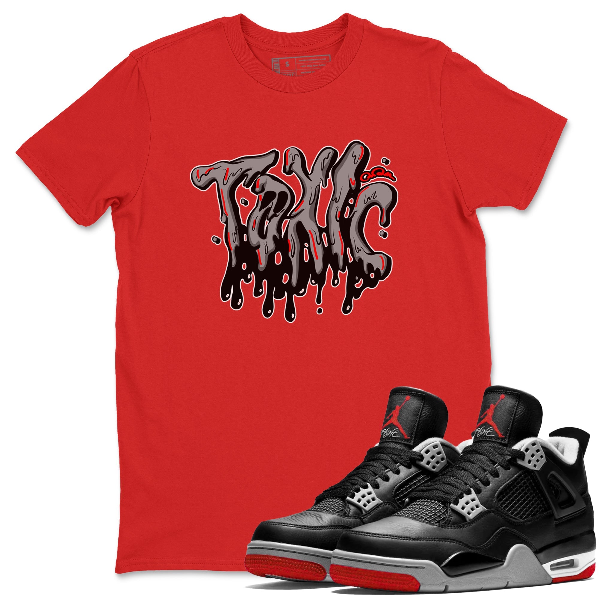 Air Jordan 4 Bred Reimagined shirt to match jordans Toxic sneaker tees AJ4 Bred Reimagined Drip Gear Zone unisex cotton Red 1 crew neck shirt