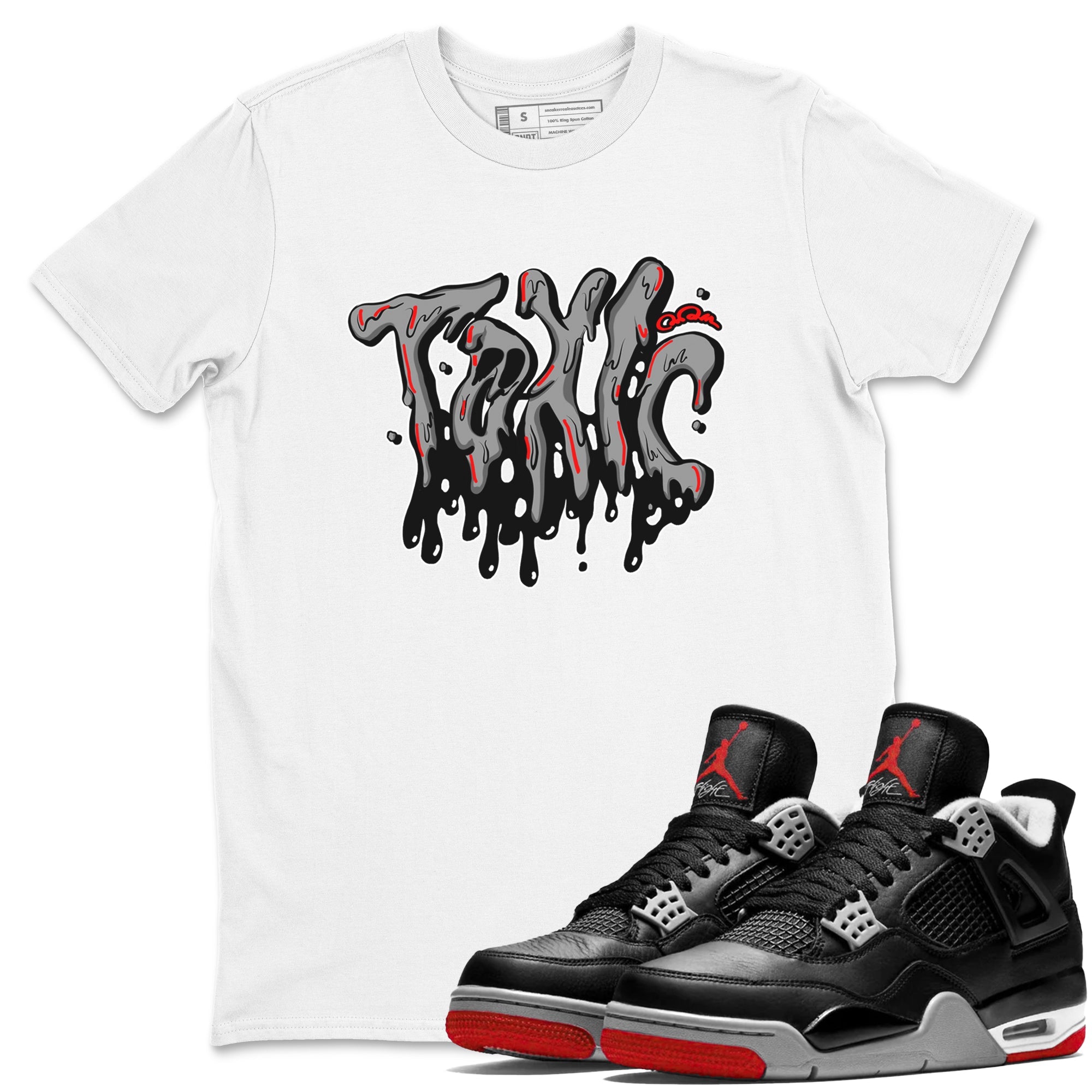 Air Jordan 4 Bred Reimagined shirt to match jordans Toxic sneaker tees AJ4 Bred Reimagined Drip Gear Zone unisex cotton White 1 crew neck shirt