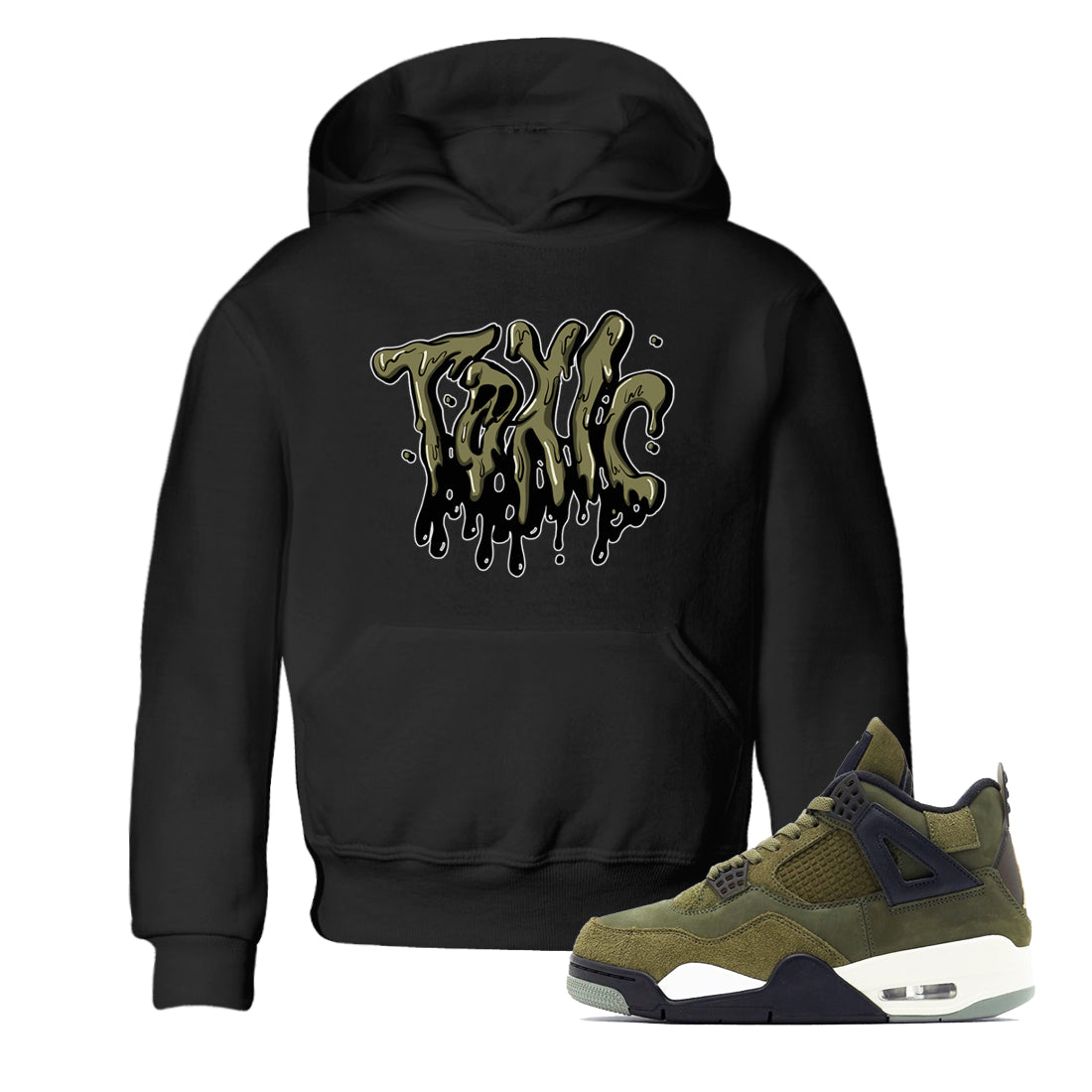 Air Jordan 4 Medium Olive shirt to match jordans streetwear brand Toxic sneaker tees AJ4Medium Olive Drip Gear Zone Baby Toddler Black 1 T-Shirt