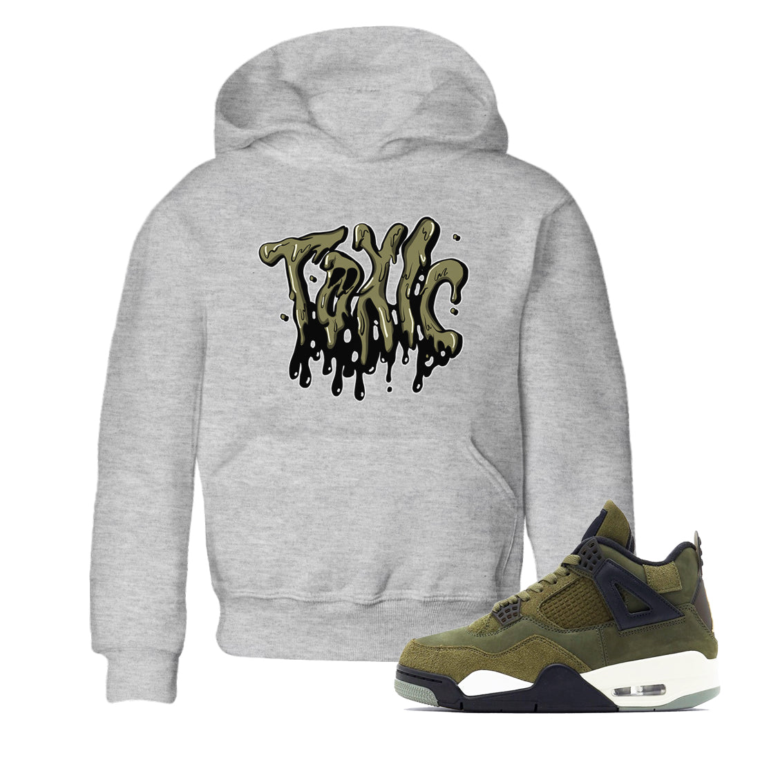 Air Jordan 4 Medium Olive shirt to match jordans streetwear brand Toxic sneaker tees AJ4Medium Olive Drip Gear Zone Baby Toddler Heather Grey 1 T-Shirt