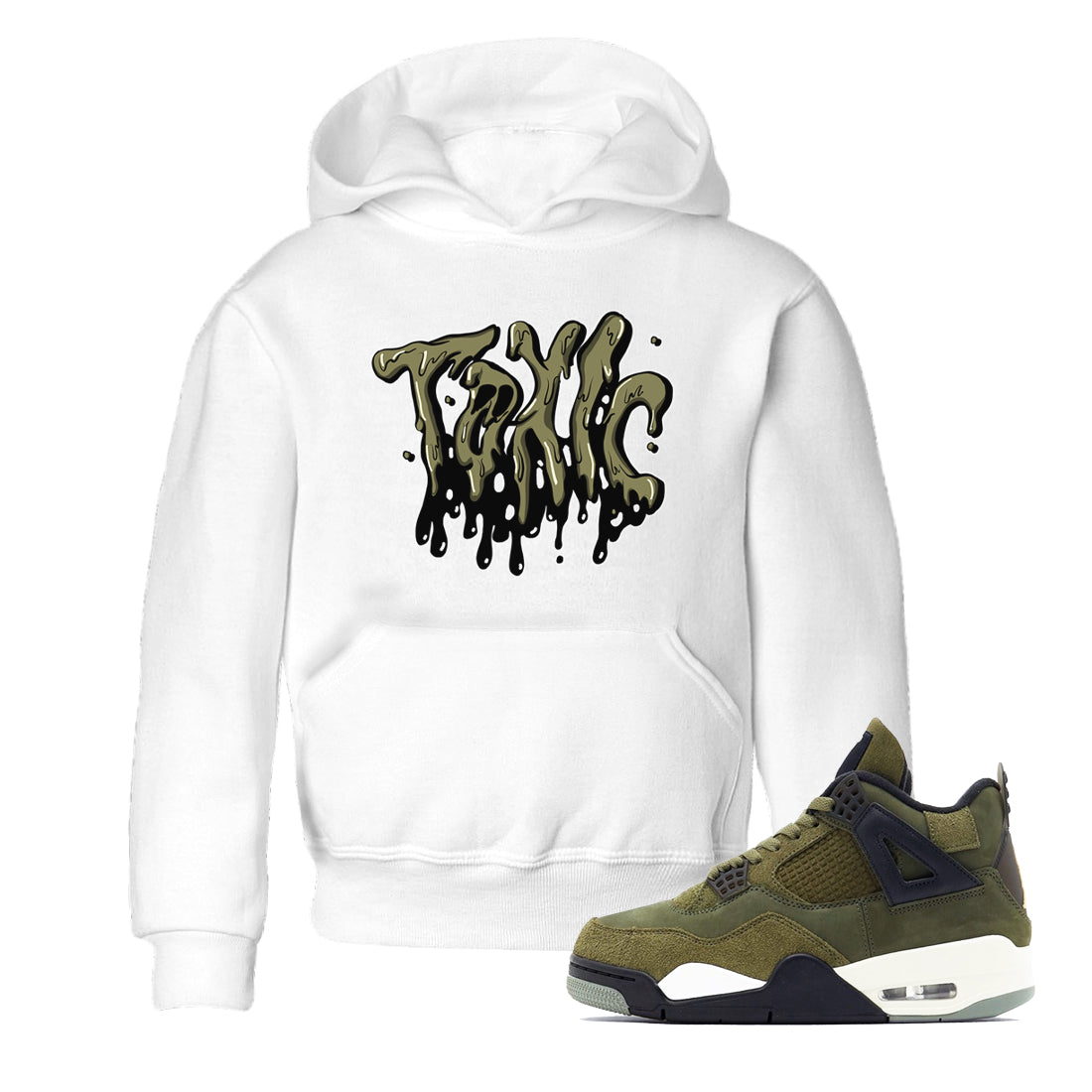 Air Jordan 4 Medium Olive shirt to match jordans streetwear brand Toxic sneaker tees AJ4Medium Olive Drip Gear Zone Baby Toddler White 1 T-Shirt