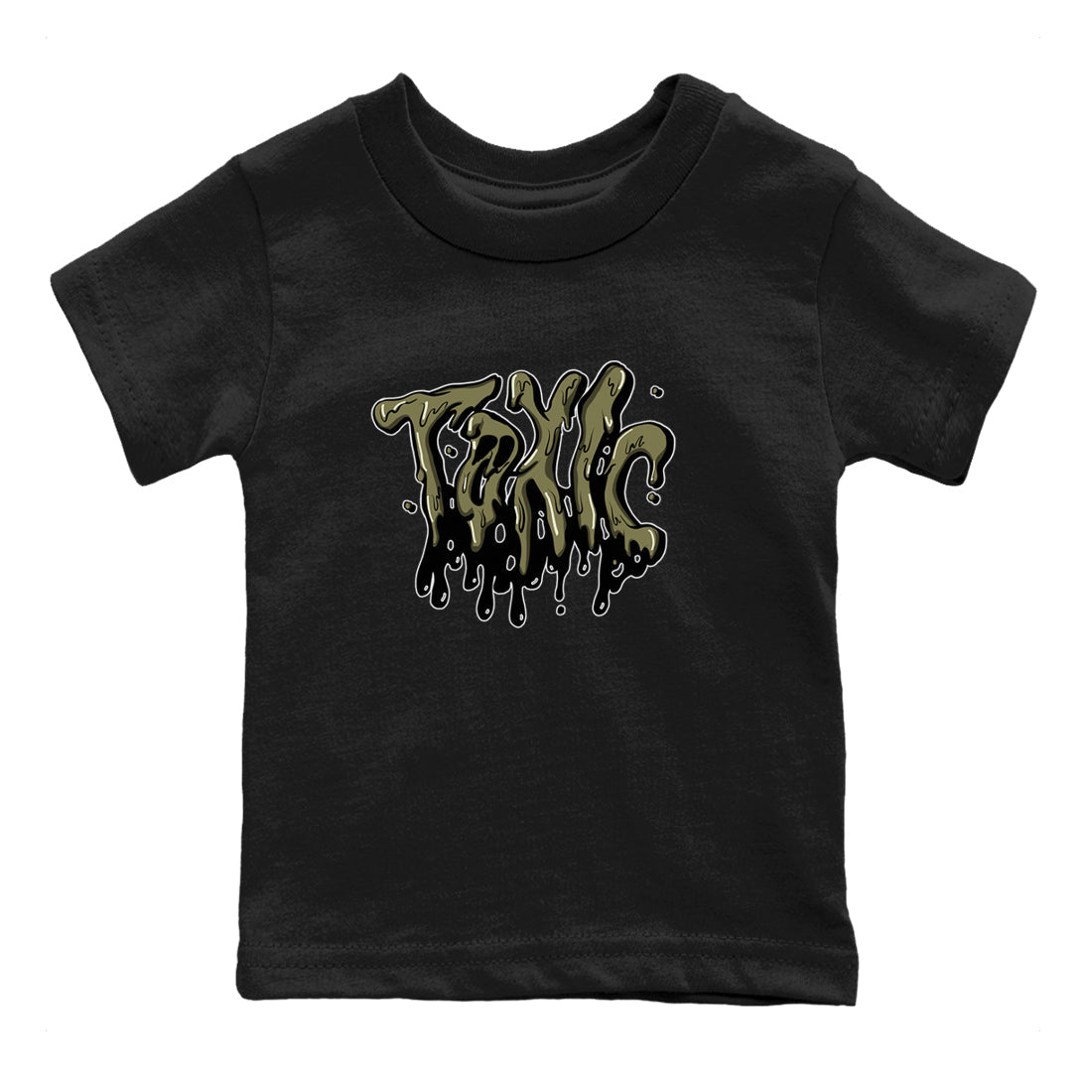 Air Jordan 4 Medium Olive shirt to match jordans streetwear brand Toxic sneaker tees AJ4Medium Olive Drip Gear Zone Baby Toddler Black 2 T-Shirt