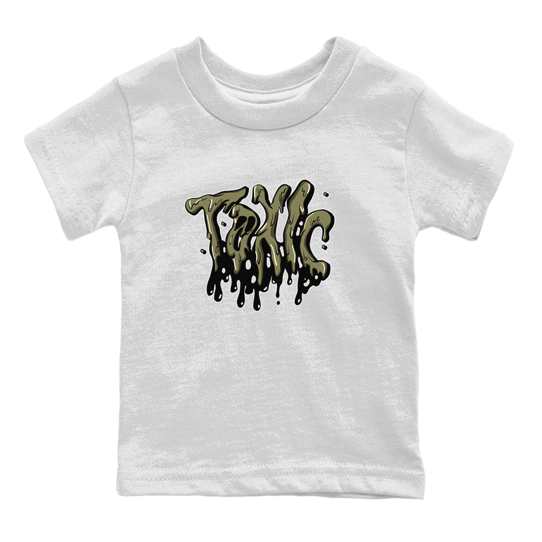 Air Jordan 4 Medium Olive shirt to match jordans streetwear brand Toxic sneaker tees AJ4Medium Olive Drip Gear Zone Baby Toddler White 2 T-Shirt