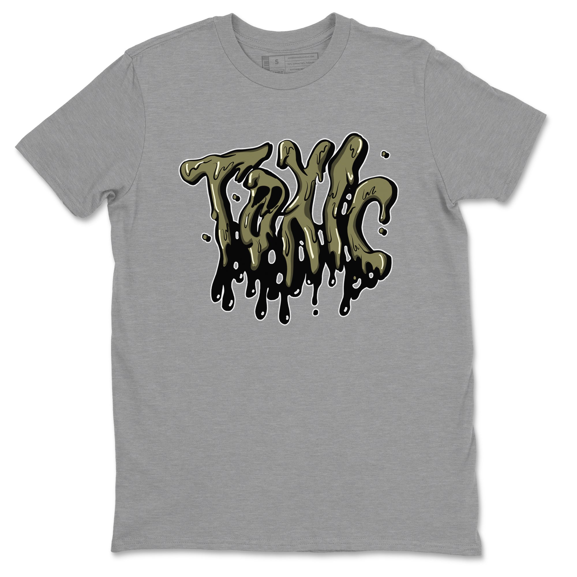 Air Jordan 4 Medium Olive shirt to match jordans streetwear brand Toxic sneaker tees AJ4Medium Olive Drip Gear Zone Unisex Heather Grey 2 T-Shirt