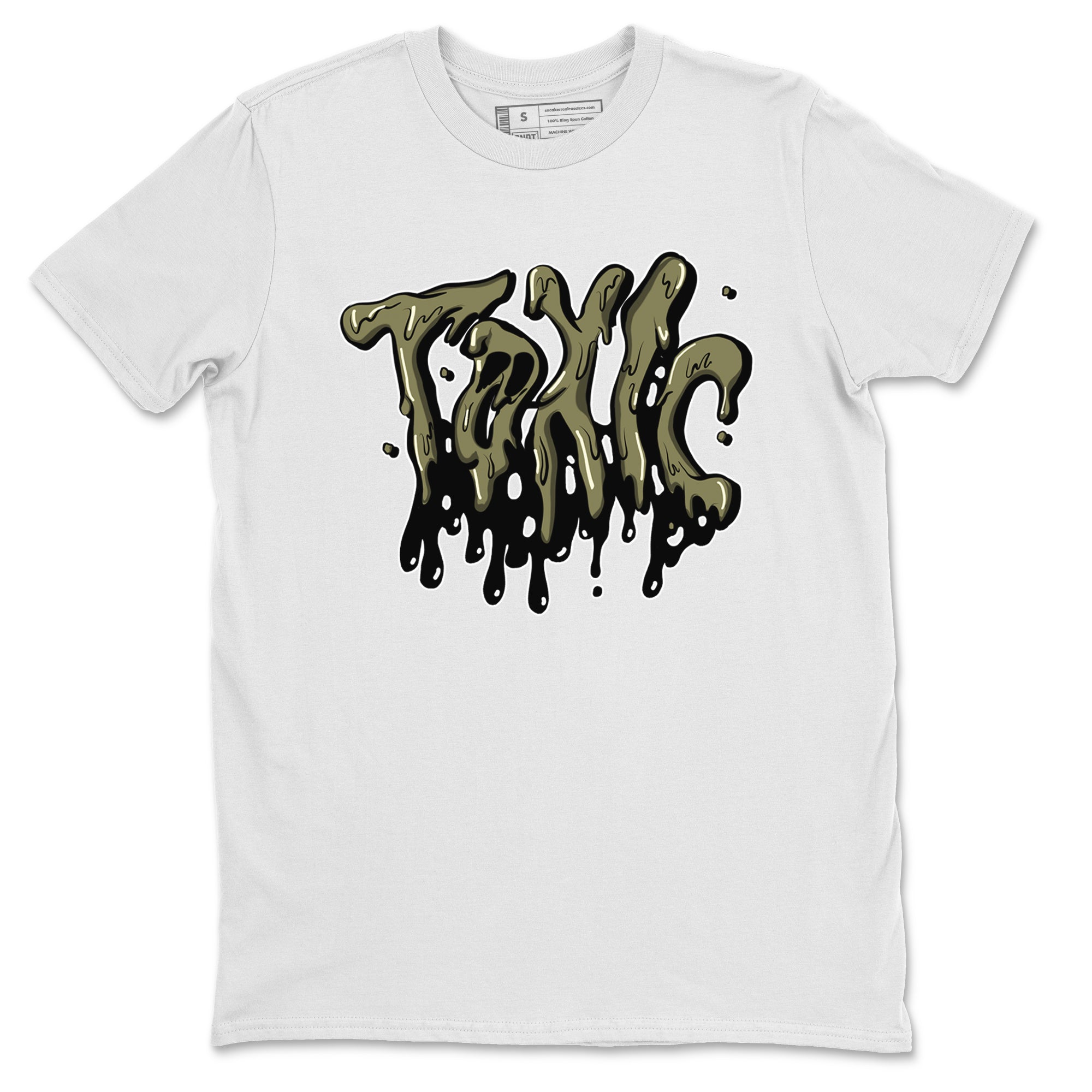 Air Jordan 4 Medium Olive shirt to match jordans streetwear brand Toxic sneaker tees AJ4Medium Olive Drip Gear Zone Unisex White 2 T-Shirt