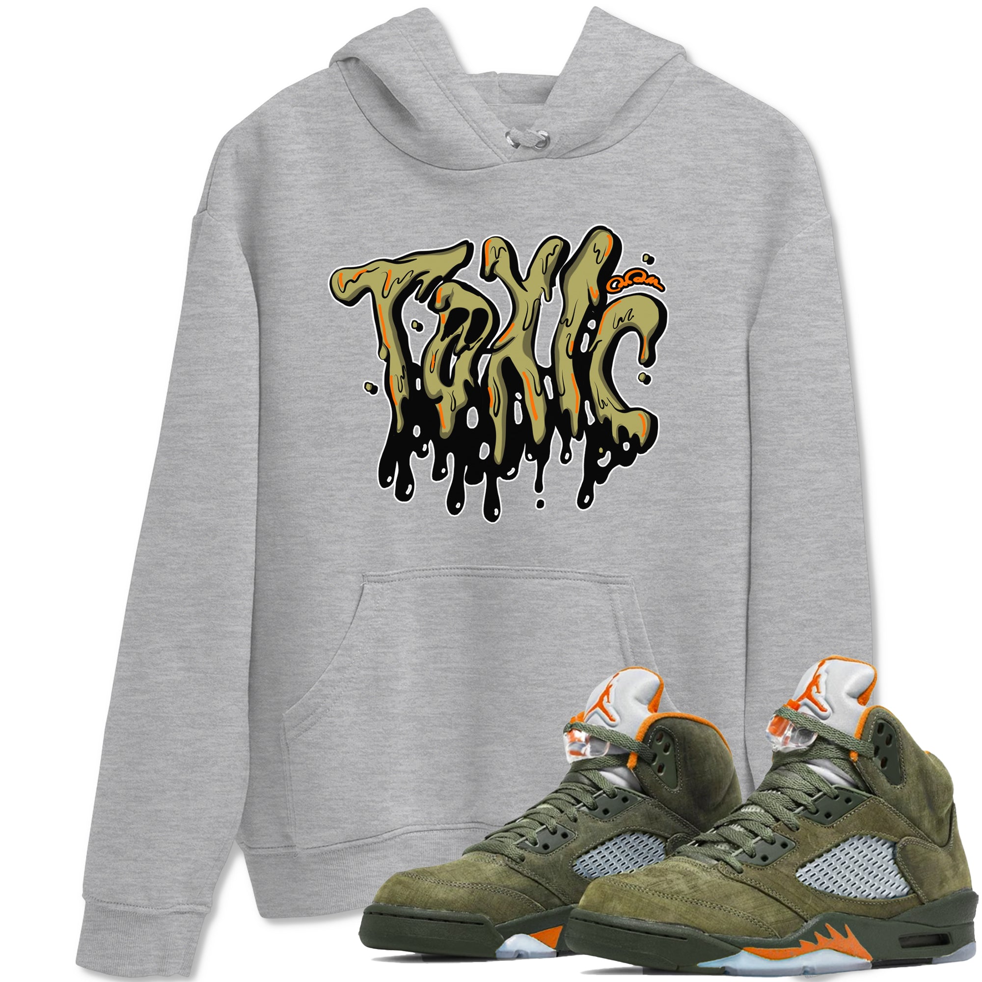 Air Jordan 5 Olive shirt to match jordans Toxic sneaker tees AJ5 Olive Drip Gear Zone unisex cotton Heather Grey 1 crew neck shirt