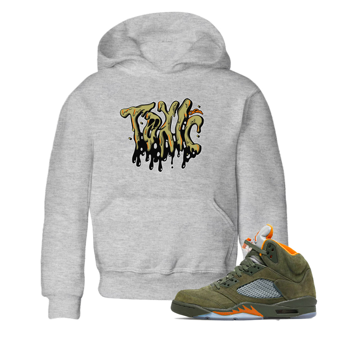 Air Jordan 5 Olive shirt to match jordans Toxic sneaker tees AJ5 Olive Drip Gear Zone baby toddler Heather Grey 1 cotton Shirt