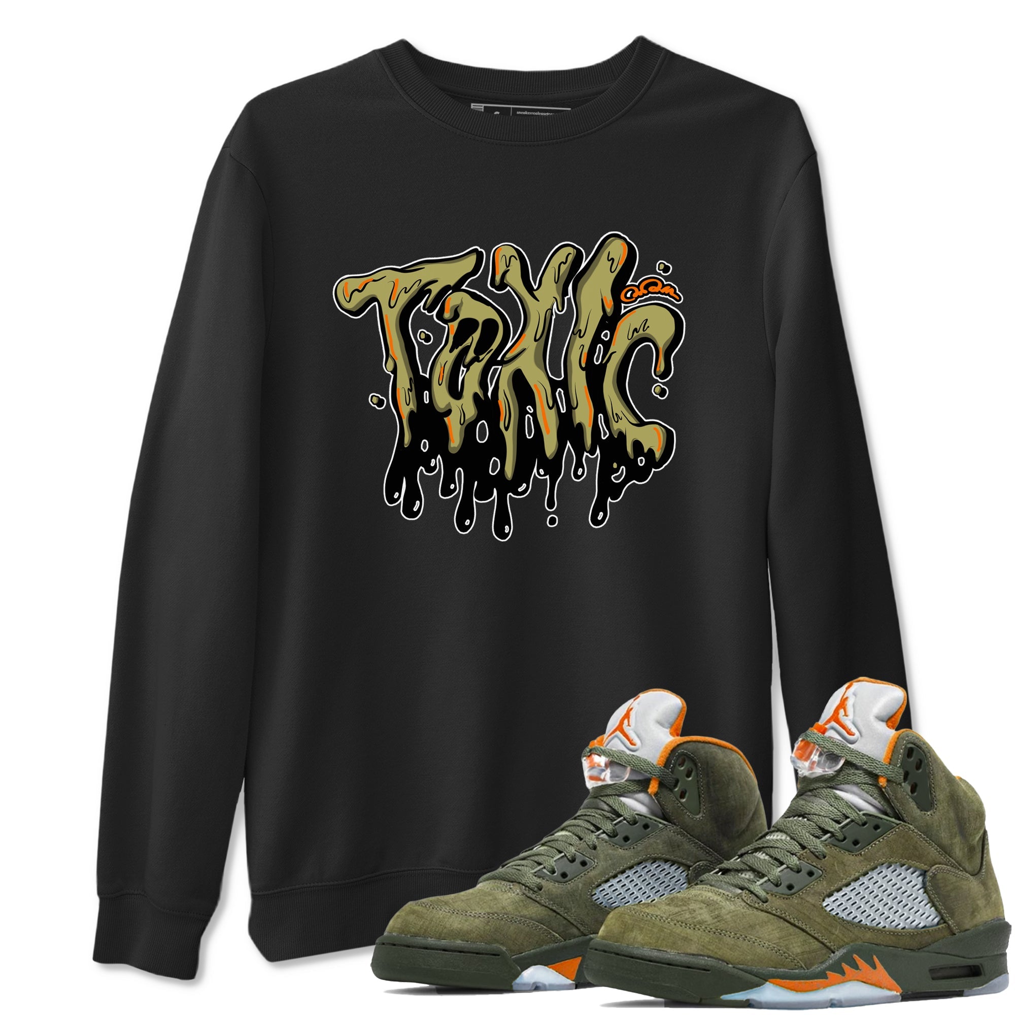 Air Jordan 5 Olive shirt to match jordans Toxic sneaker tees AJ5 Olive Drip Gear Zone unisex cotton Black 1 crew neck shirt