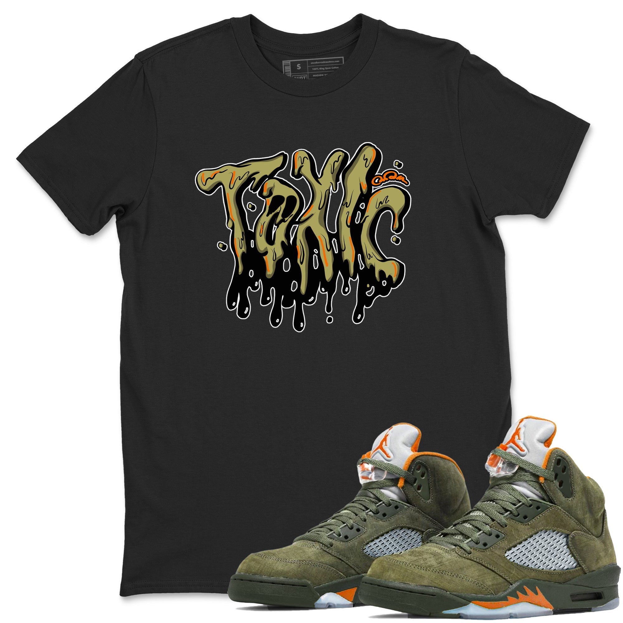 Air Jordan 5 Olive shirt to match jordans Toxic sneaker tees AJ5 Olive Drip Gear Zone unisex cotton Black 1 crew neck shirt
