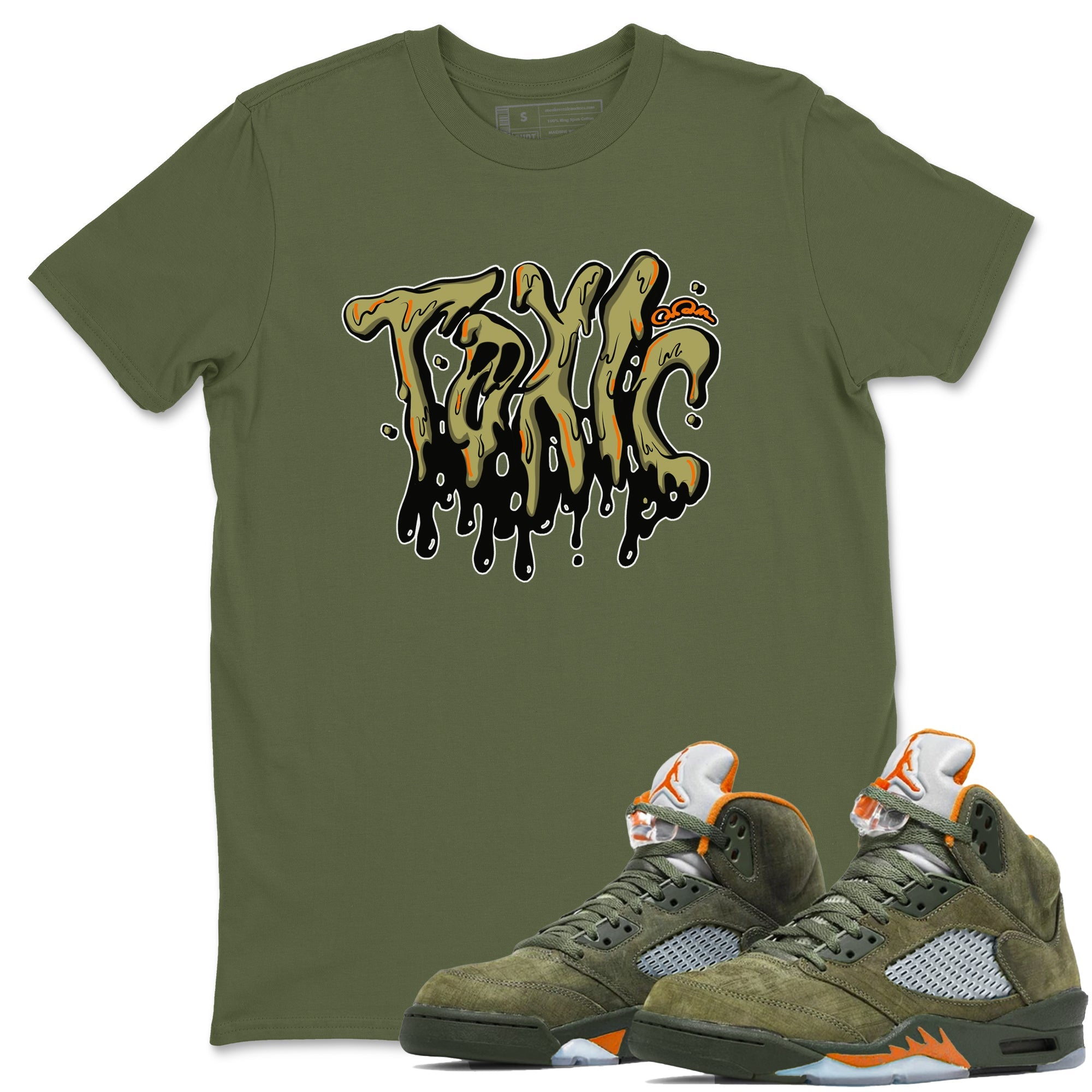 Air Jordan 5 Olive shirt to match jordans Toxic sneaker tees AJ5 Olive Drip Gear Zone unisex cotton Military Green 1 crew neck shirt