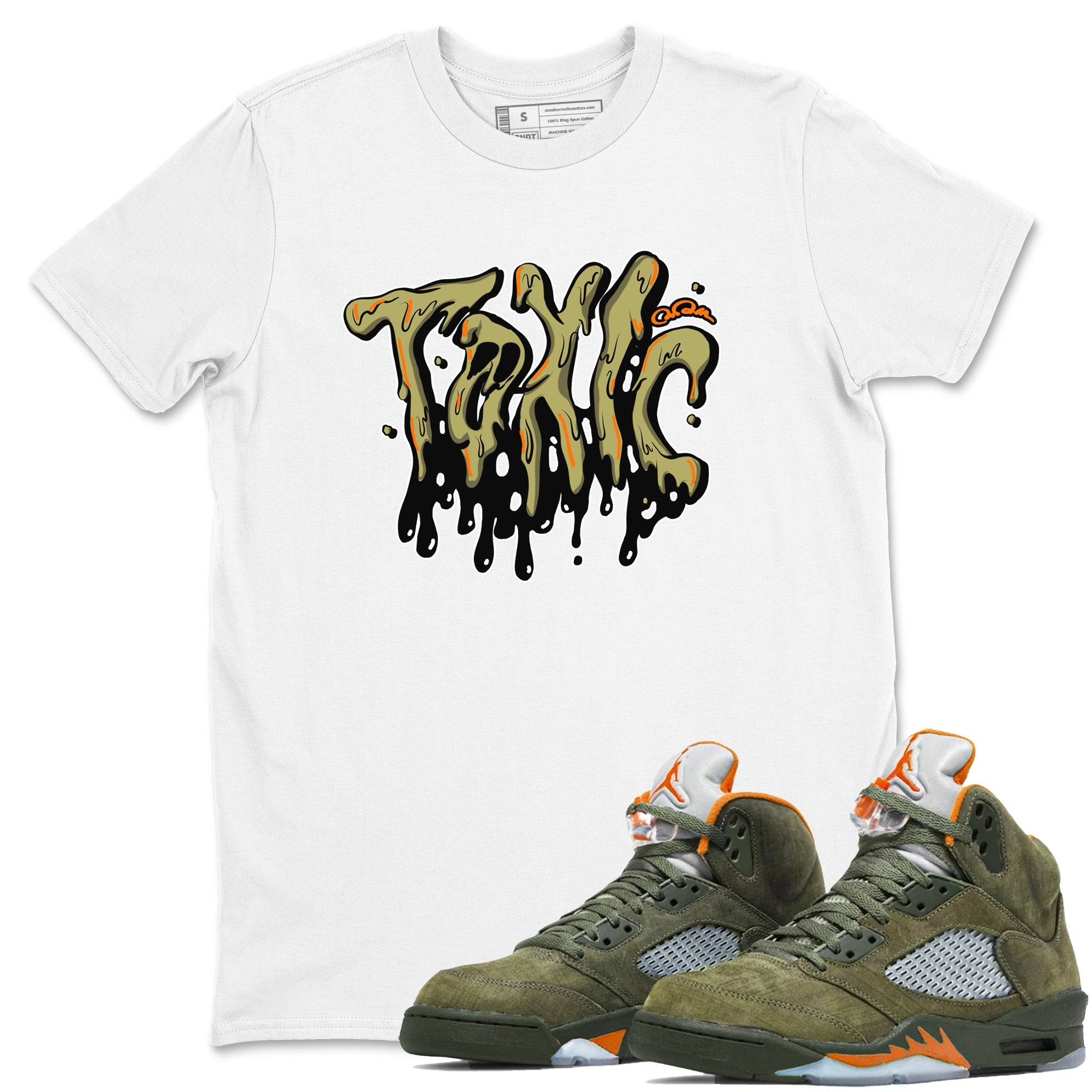 Air Jordan 5 Olive shirt to match jordans Toxic sneaker tees AJ5 Olive Drip Gear Zone unisex cotton White 1 crew neck shirt