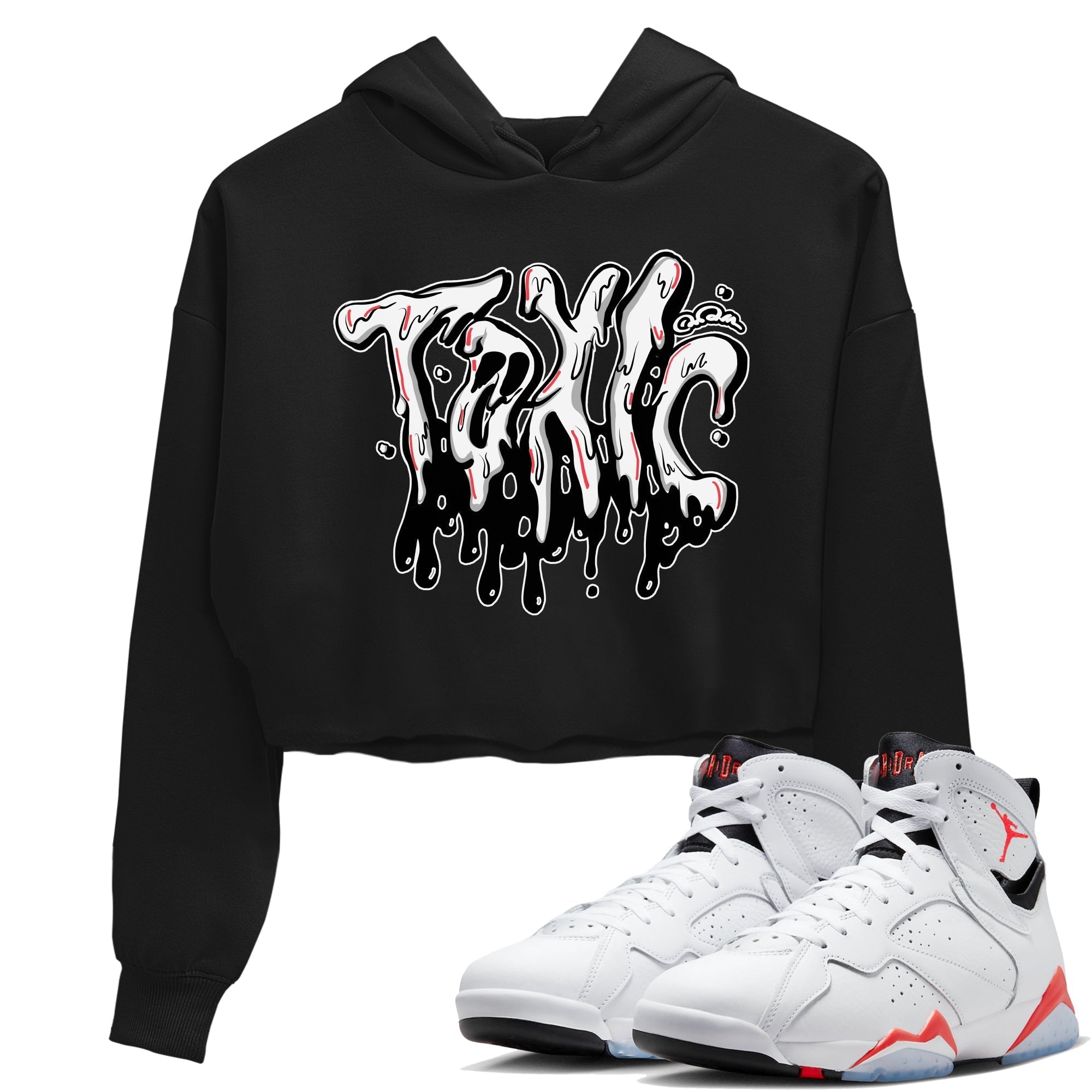 Air Jordan 7 Infrared Sneaker Match Tees Toxic Streetwear Sneaker Shirt AJ7 Infrared Sneaker Release Tees Women's Shirts Black 1