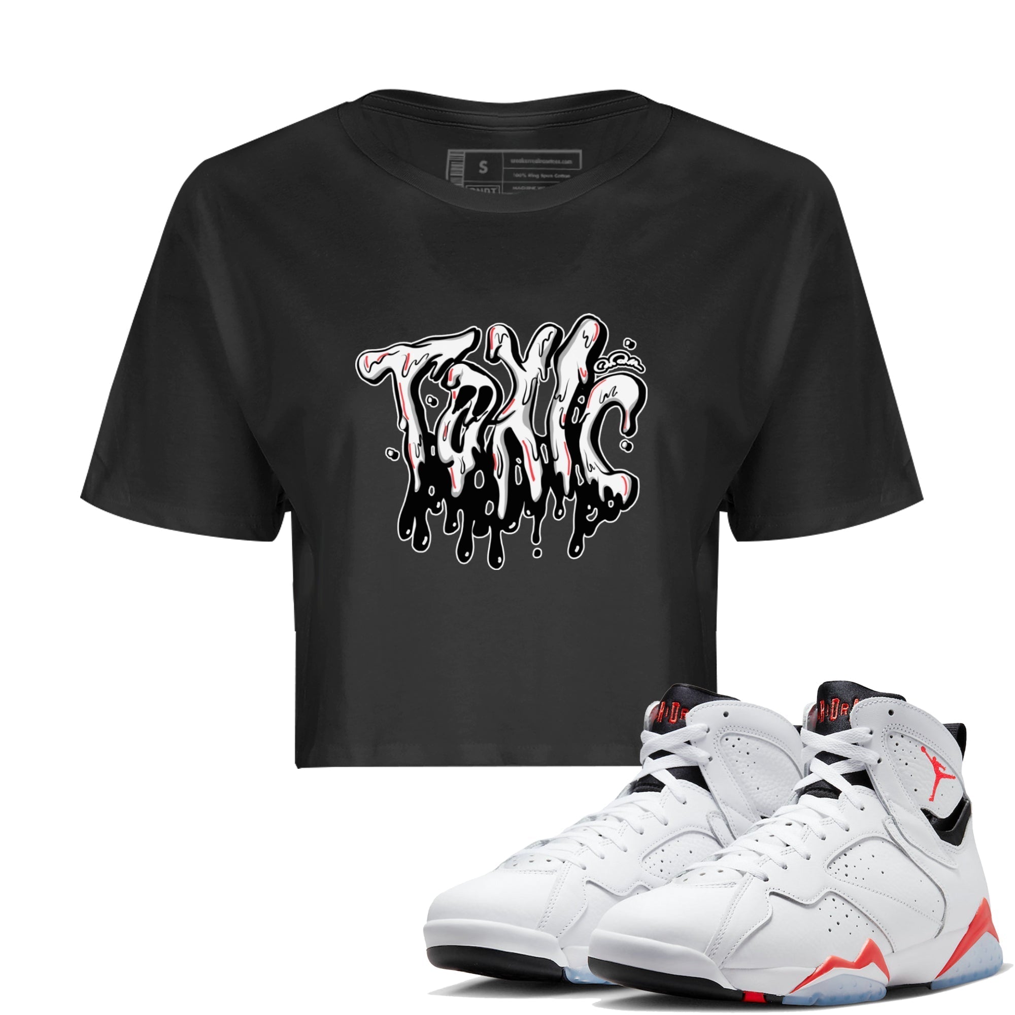 Air Jordan 7 Infrared Sneaker Match Tees Toxic Streetwear Sneaker Shirt AJ7 Infrared Sneaker Release Tees Women's Shirts Black 1