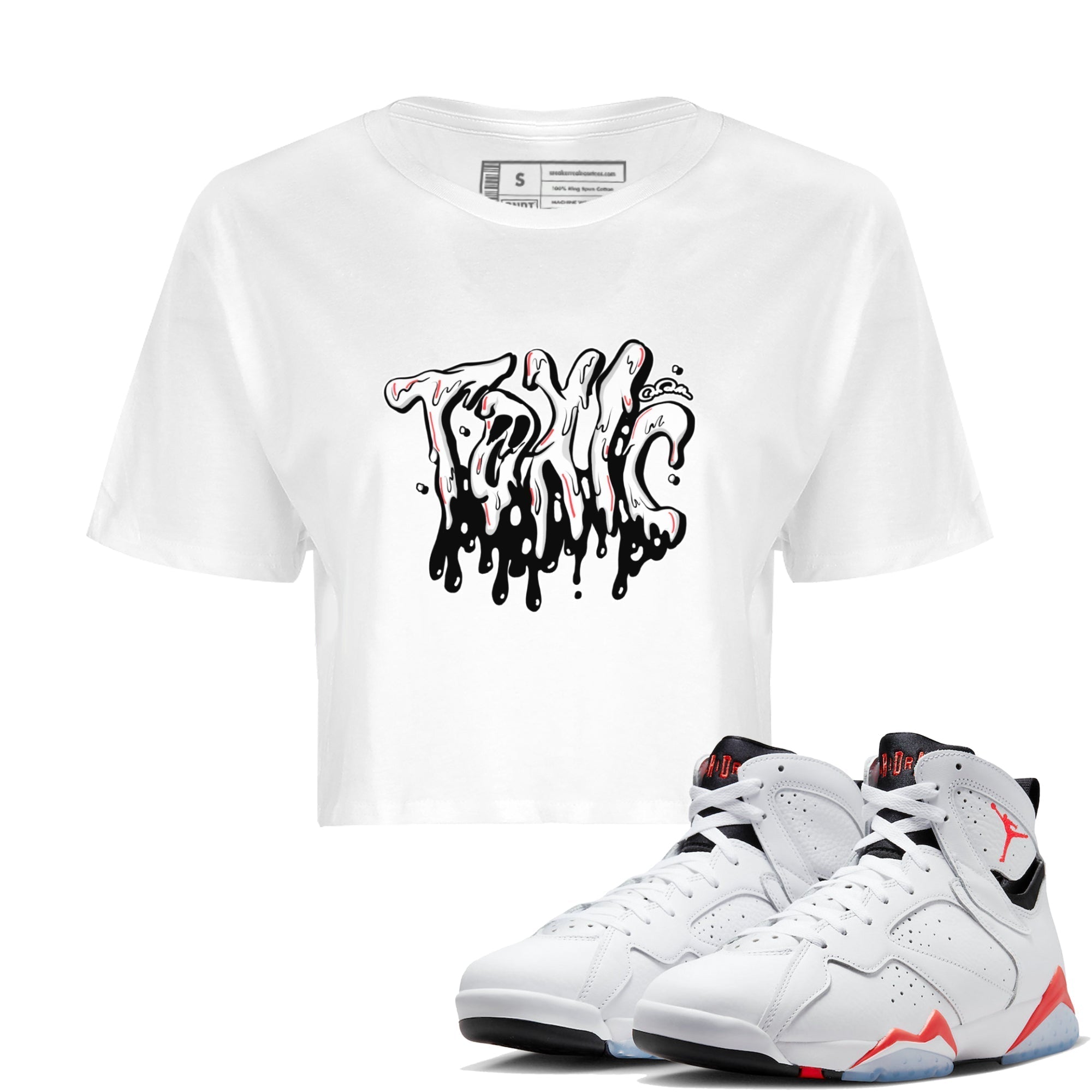 Air Jordan 7 Infrared Sneaker Match Tees Toxic Streetwear Sneaker Shirt AJ7 Infrared Sneaker Release Tees Women's Shirts White 1