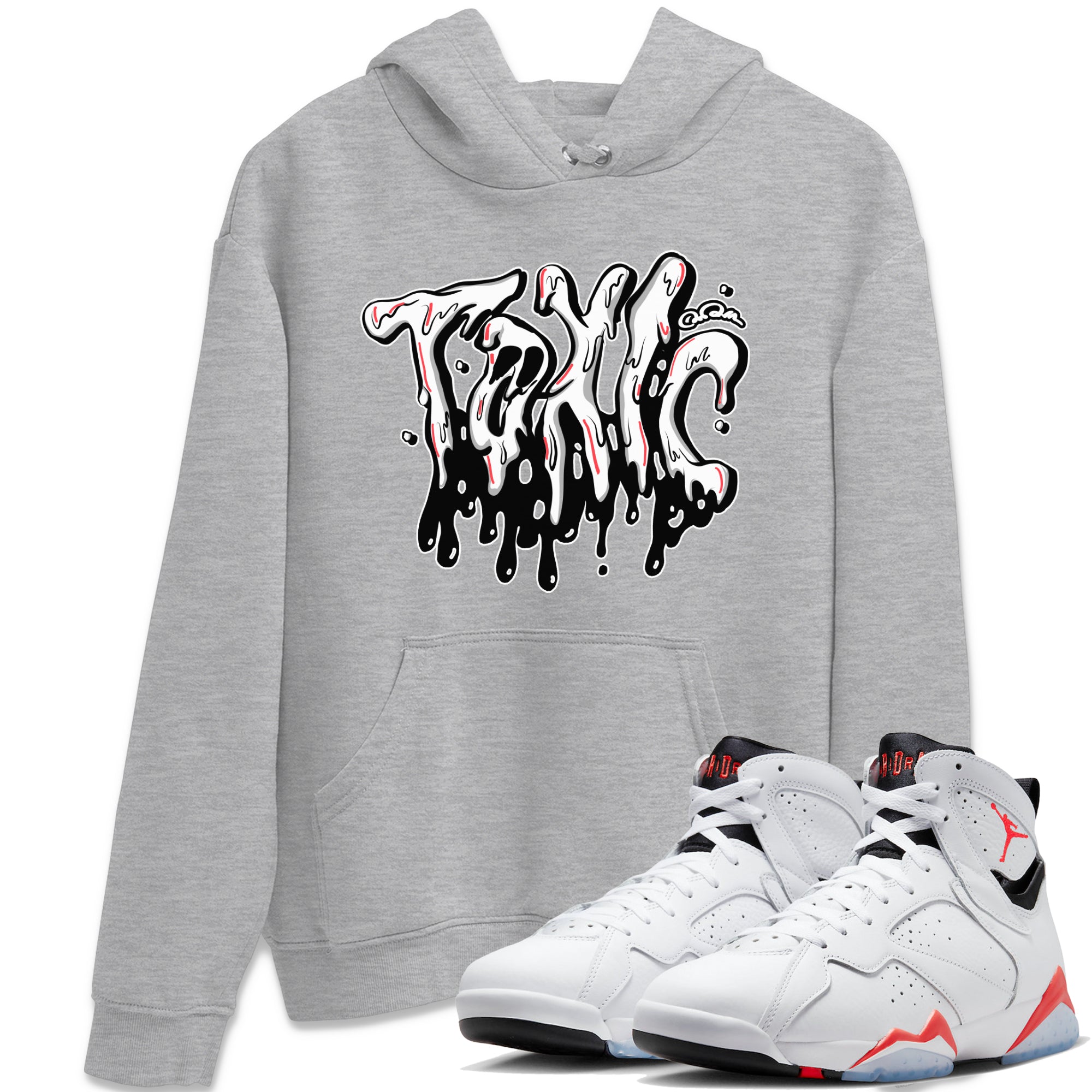 Air Jordan 7 Infrared Sneaker Match Tees Toxic Streetwear Sneaker Shirt AJ7 Infrared Sneaker Release Tees Unisex Shirts Heather Grey 1