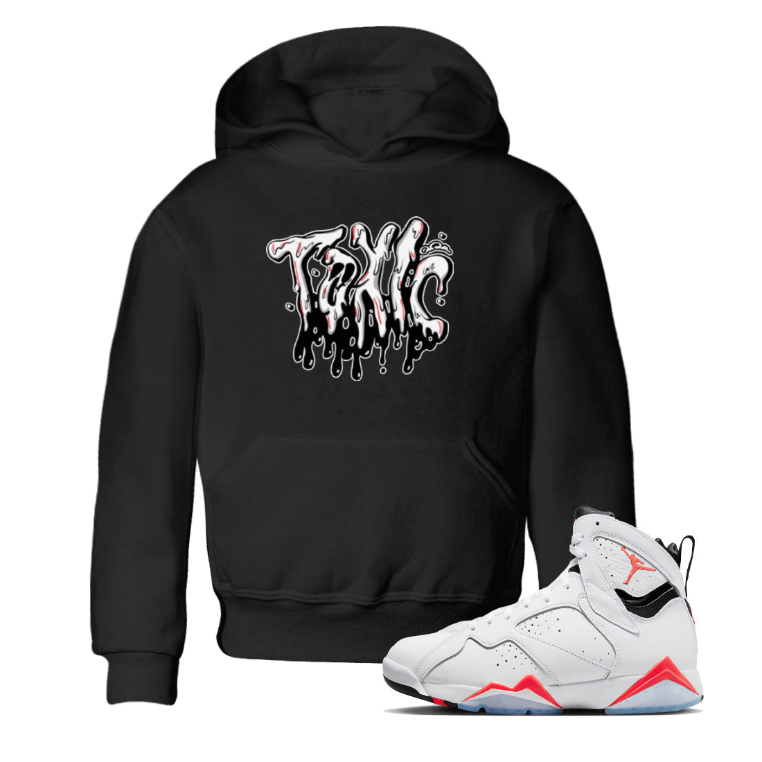 Air Jordan 7 Infrared Sneaker Match Tees Toxic Streetwear Sneaker Shirt AJ7 Infrared Sneaker Release Tees Kids Shirts Black 1