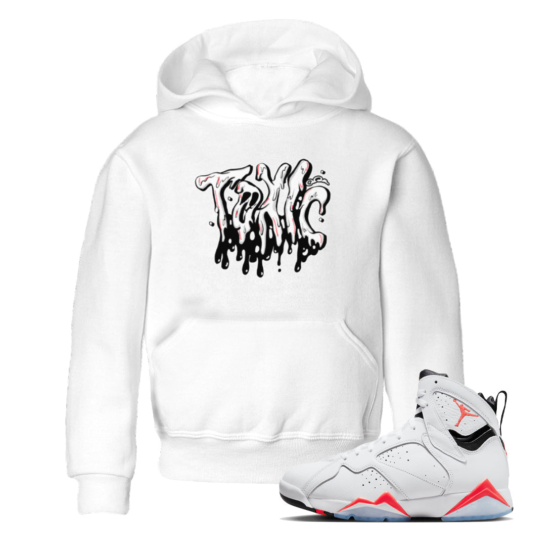 Air Jordan 7 Infrared Sneaker Match Tees Toxic Streetwear Sneaker Shirt AJ7 Infrared Sneaker Release Tees Kids Shirts White 1
