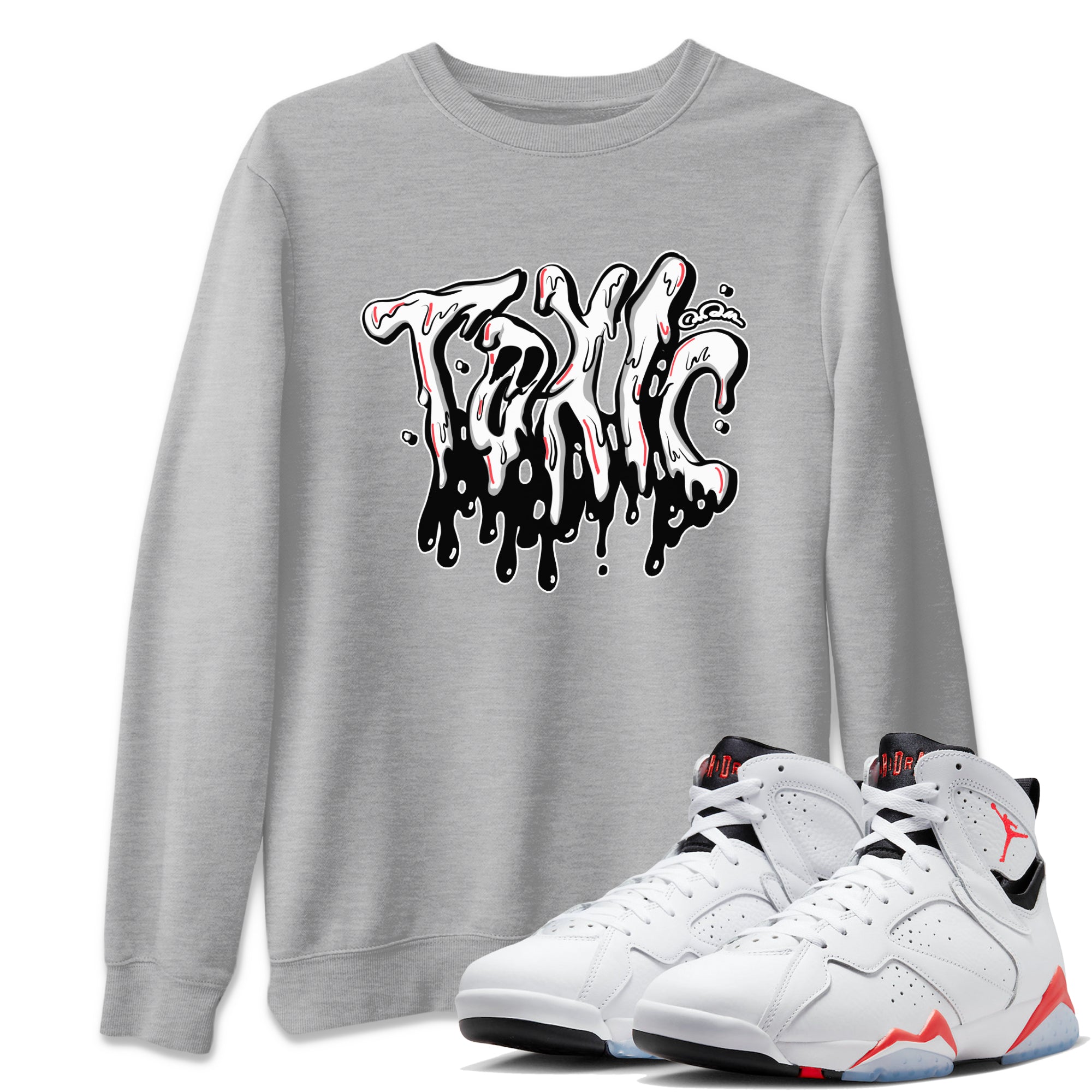Air Jordan 7 Infrared Sneaker Match Tees Toxic Streetwear Sneaker Shirt AJ7 Infrared Sneaker Release Tees Unisex Shirts Heather Grey 1