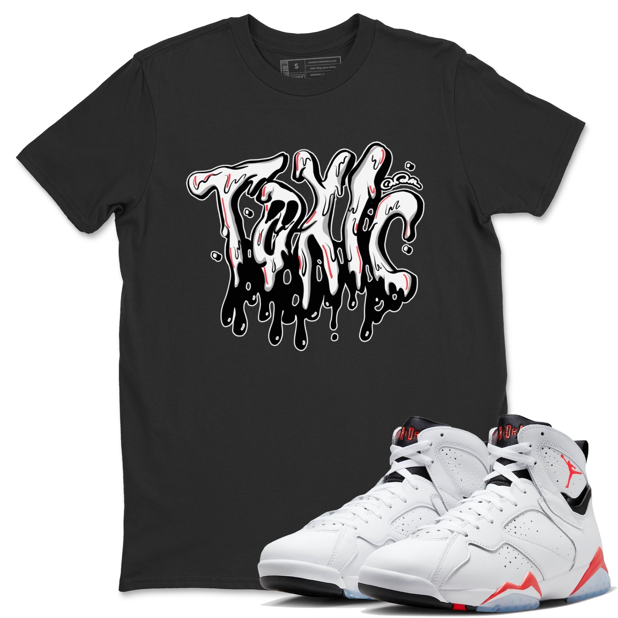 Air Jordan 7 Infrared Sneaker Match Tees Toxic Streetwear Sneaker Shirt AJ7 Infrared Sneaker Release Tees Unisex Shirts Black 1