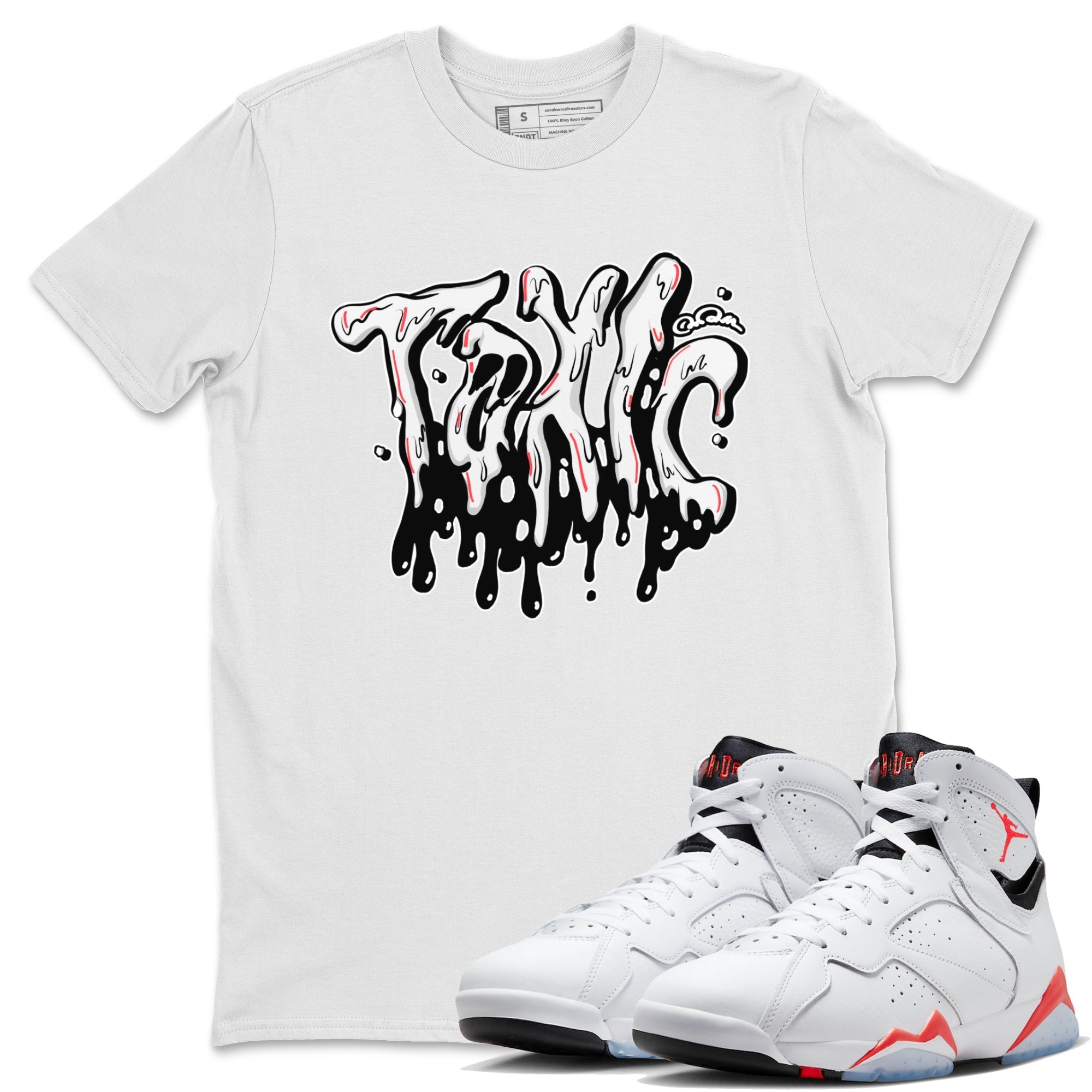 Air Jordan 7 Infrared Sneaker Match Tees Toxic Streetwear Sneaker Shirt AJ7 Infrared Sneaker Release Tees Unisex Shirts White 1