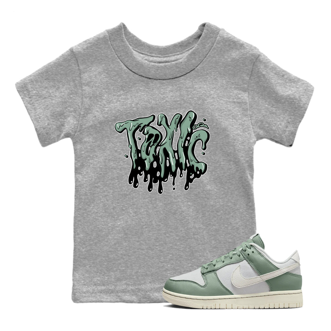 Dunk Mica Green Sneaker Match Tees Toxic Streetwear Sneaker Shirt Dunk Low Mica Green Sneaker Release Tees Kids Shirts Heather Grey 1
