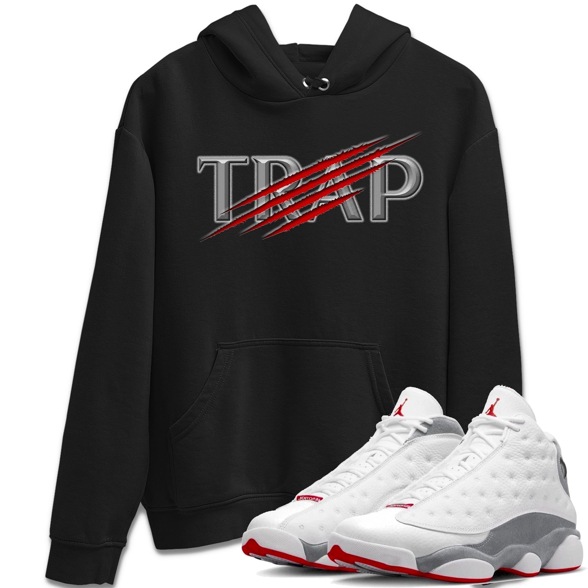 AJ13 Wolf Grey Sneaker Match Tees Trap Streetwear Sneaker Shirt Air Jordan 13 Wolf Grey Drip Gear Zone Sneaker Matching Clothing Unisex Shirts Black 1