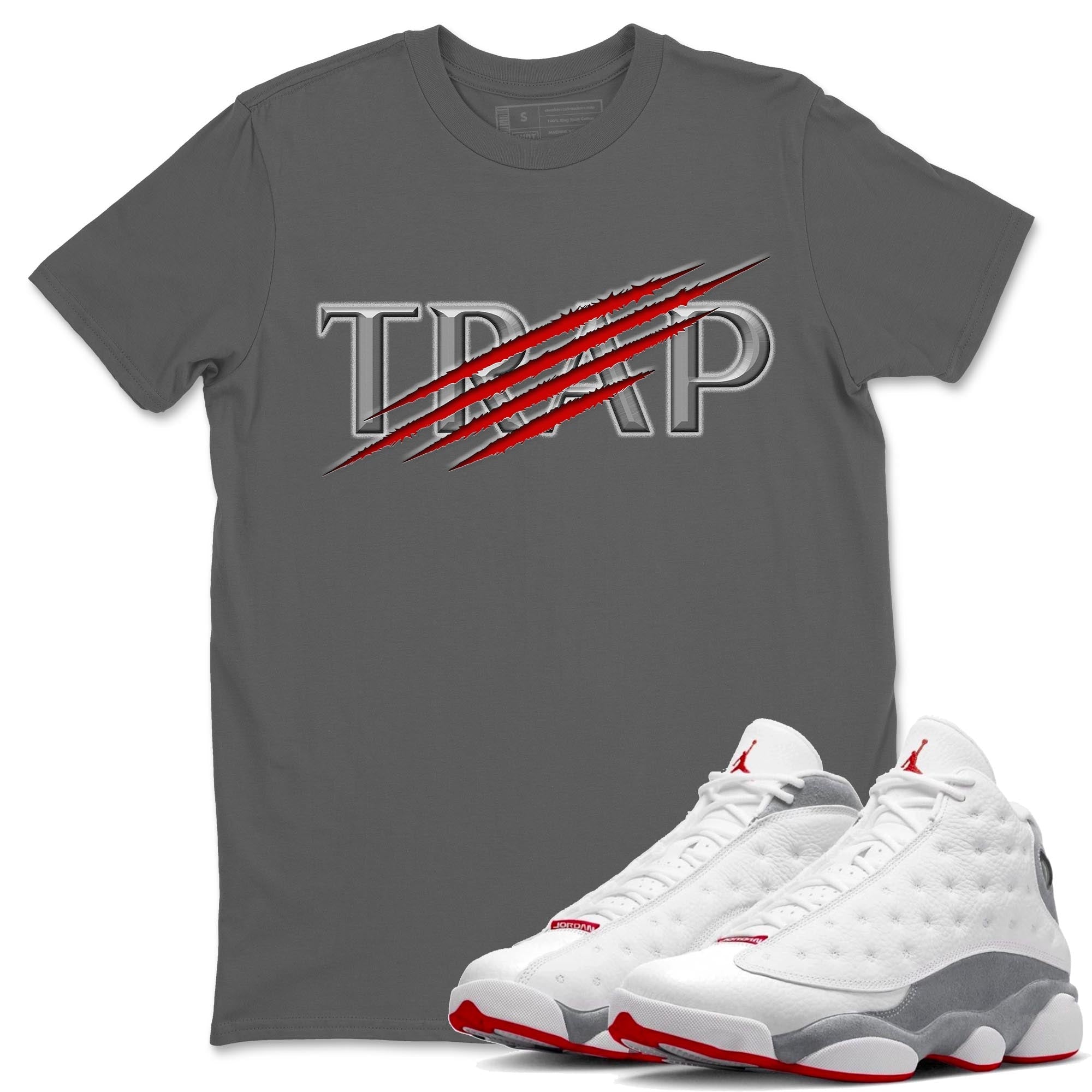 AJ13 Wolf Grey Sneaker Match Tees Trap Streetwear Sneaker Shirt Air Jordan 13 Wolf Grey Drip Gear Zone Sneaker Matching Clothing Unisex Shirts Cool Grey 1