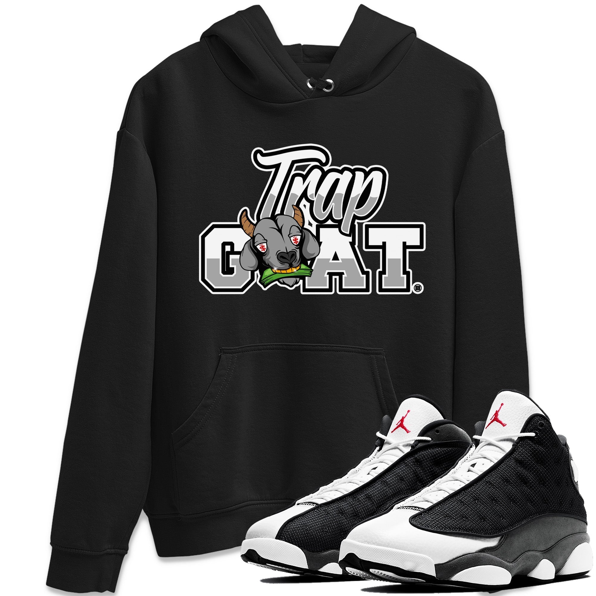 Air Jordan 13 Black Flint Sneaker Match Tees Trap Goat Streetwear Sneaker Shirt Air Jordan 13 Black Flint Sneaker Release Tees Unisex Shirts Black 1