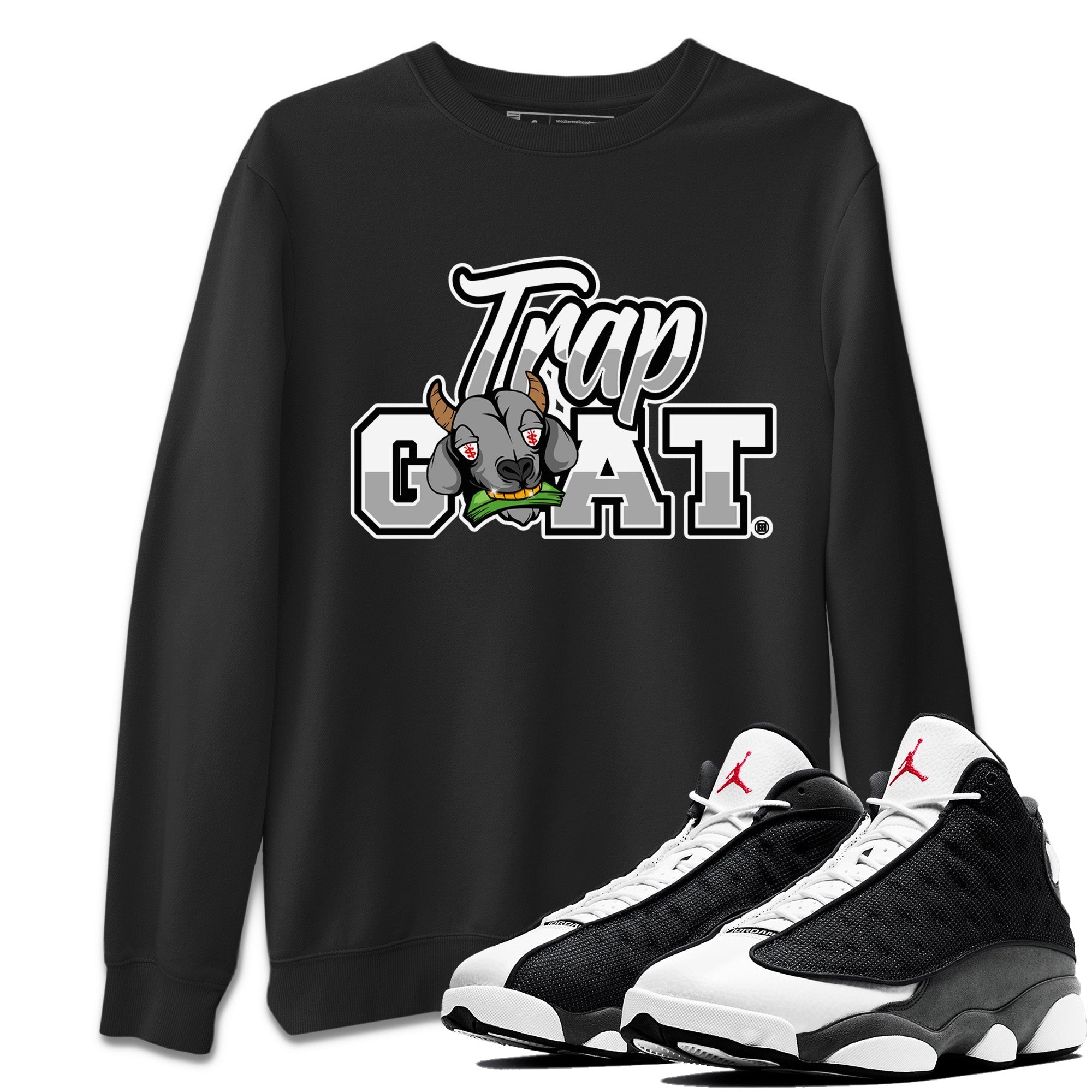 Air Jordan 13 Black Flint Sneaker Match Tees Trap Goat Streetwear Sneaker Shirt Air Jordan 13 Black Flint Sneaker Release Tees Unisex Shirts Black 1