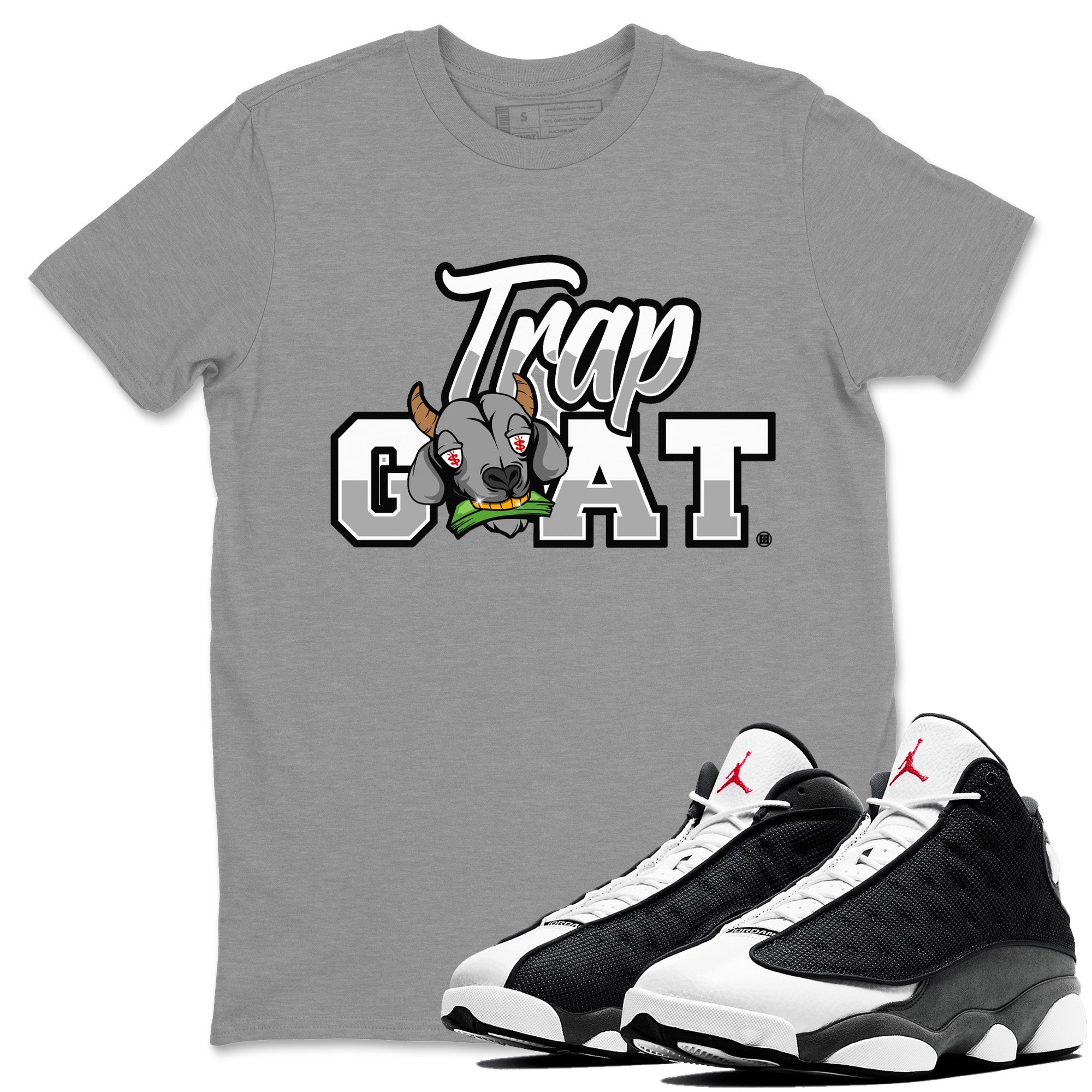 Air Jordan 13 Black Flint Trap Goat Crew Neck Streetwear Sneaker Shirt Air Jordan 13 Black Flint Sneaker T-Shirts Size Chart