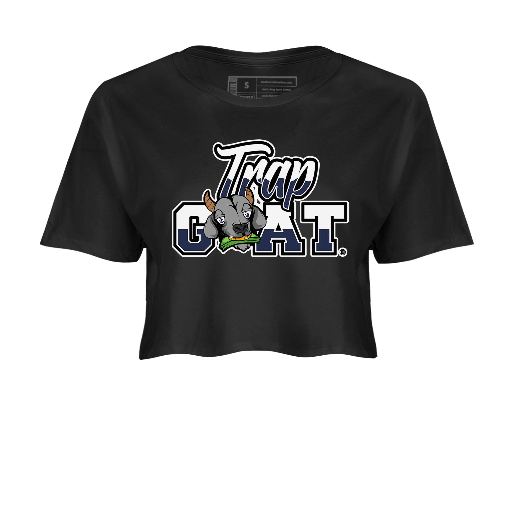 Jordan 5 Retro Georgetown shirt to match jordans Trap Goat Streetwear Sneaker Shirt Air Jordan 5 Georgetown Drip Gear Zone Sneaker Matching Clothing Black 2 Crop T-Shirt