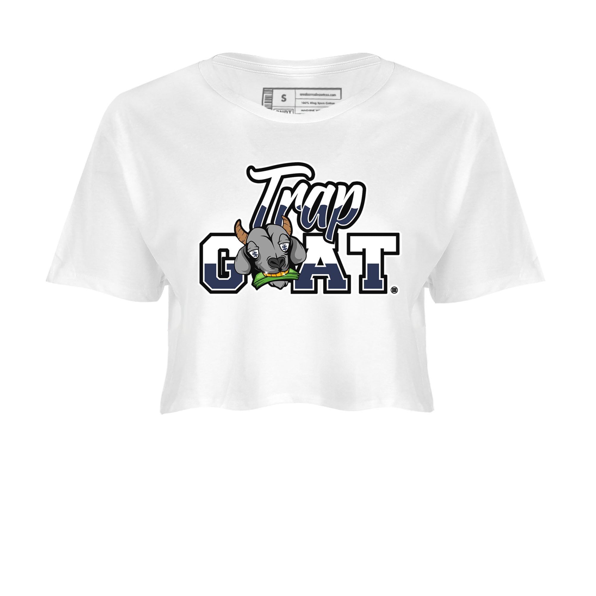Jordan 5 Retro Georgetown shirt to match jordans Trap Goat Streetwear Sneaker Shirt Air Jordan 5 Georgetown Drip Gear Zone Sneaker Matching Clothing White 2 Crop T-Shirt