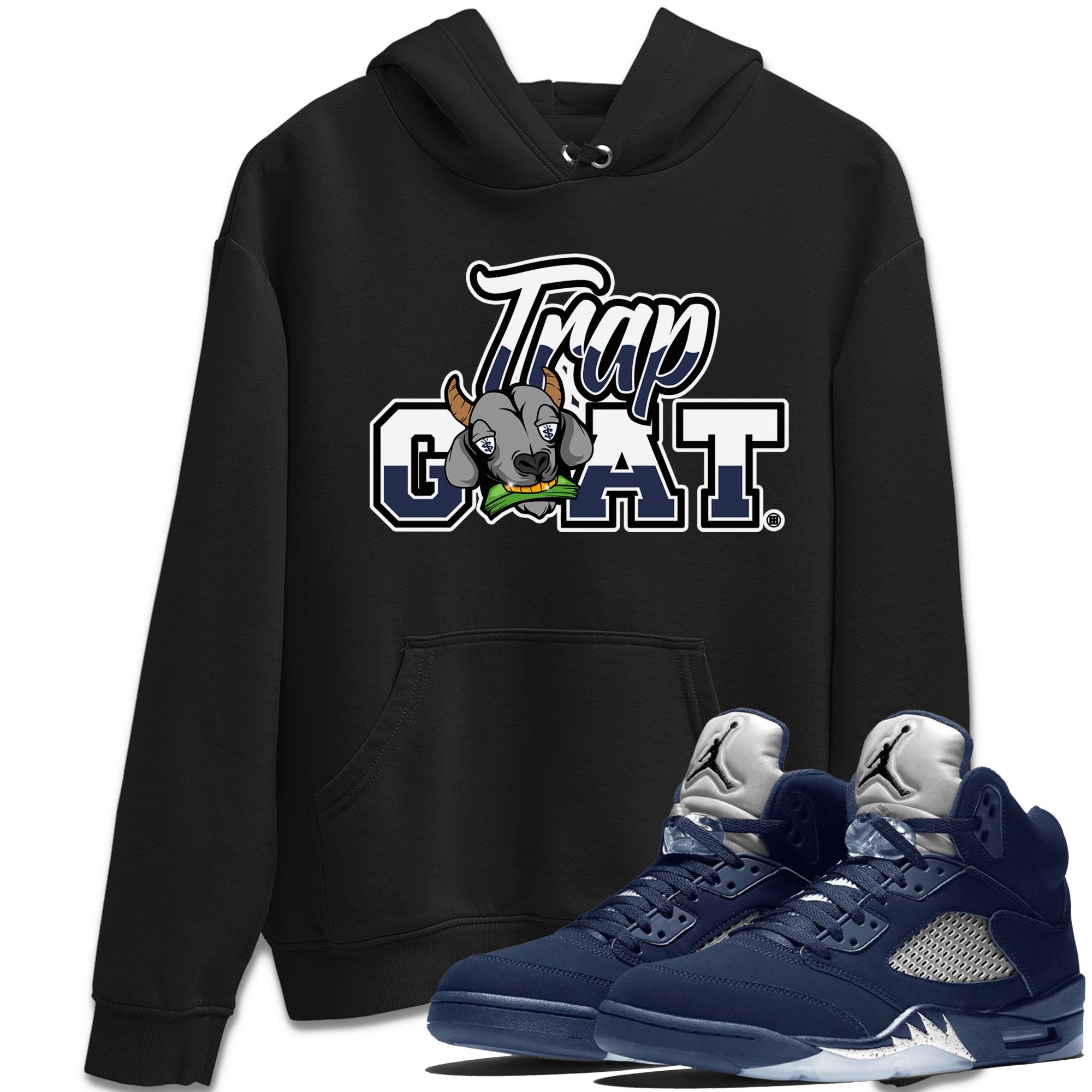 Jordan 5 Retro Georgetown shirt to match jordans Trap Goat Streetwear Sneaker Shirt Air Jordan 5 Georgetown Drip Gear Zone Sneaker Matching Clothing Unisex Black 1 T-Shirt