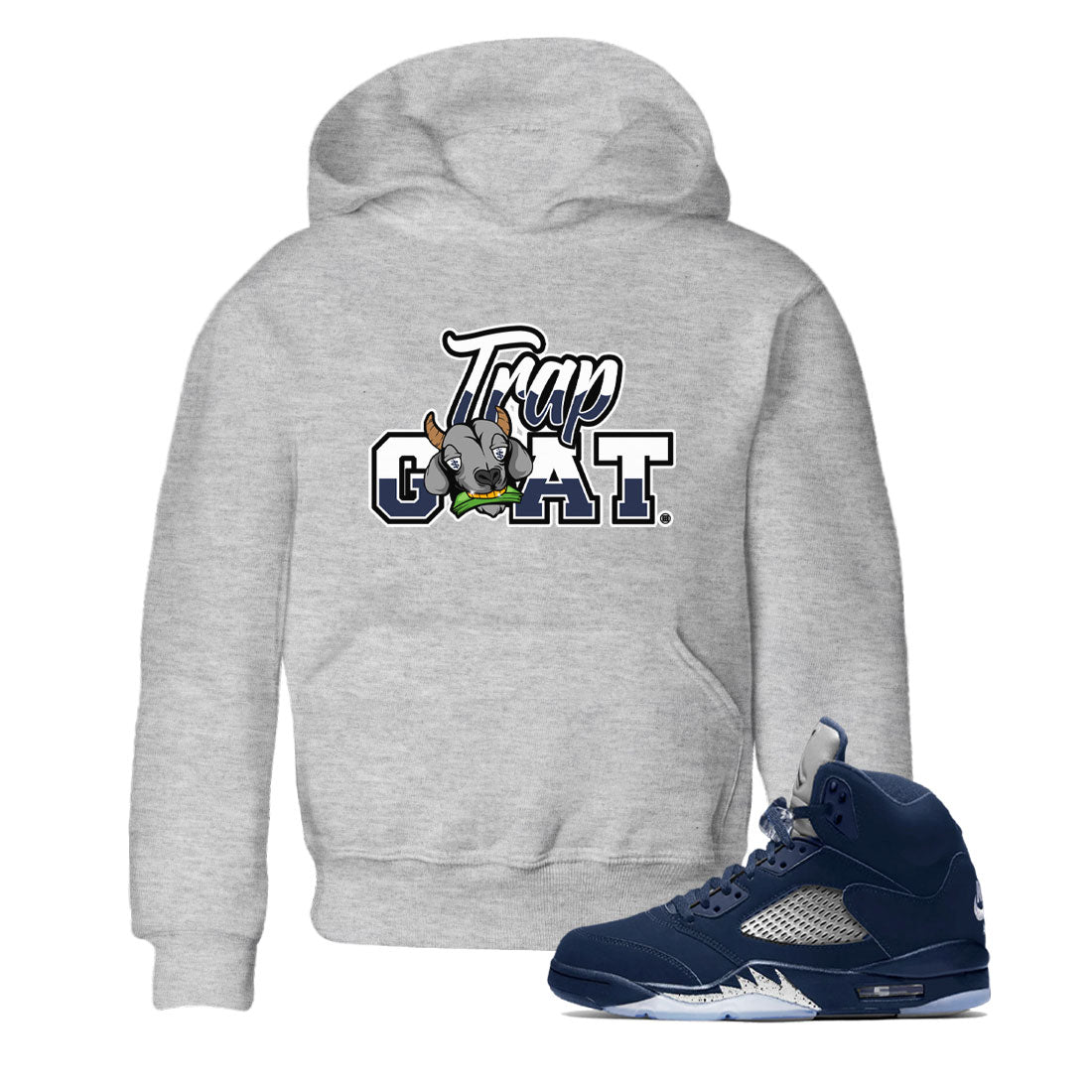 Jordan 5 Retro Georgetown shirt to match jordans Trap Goat Streetwear Sneaker Shirt Air Jordan 5 Georgetown Drip Gear Zone Sneaker Matching Clothing Baby Toddler Heather Grey 1 T-Shirt