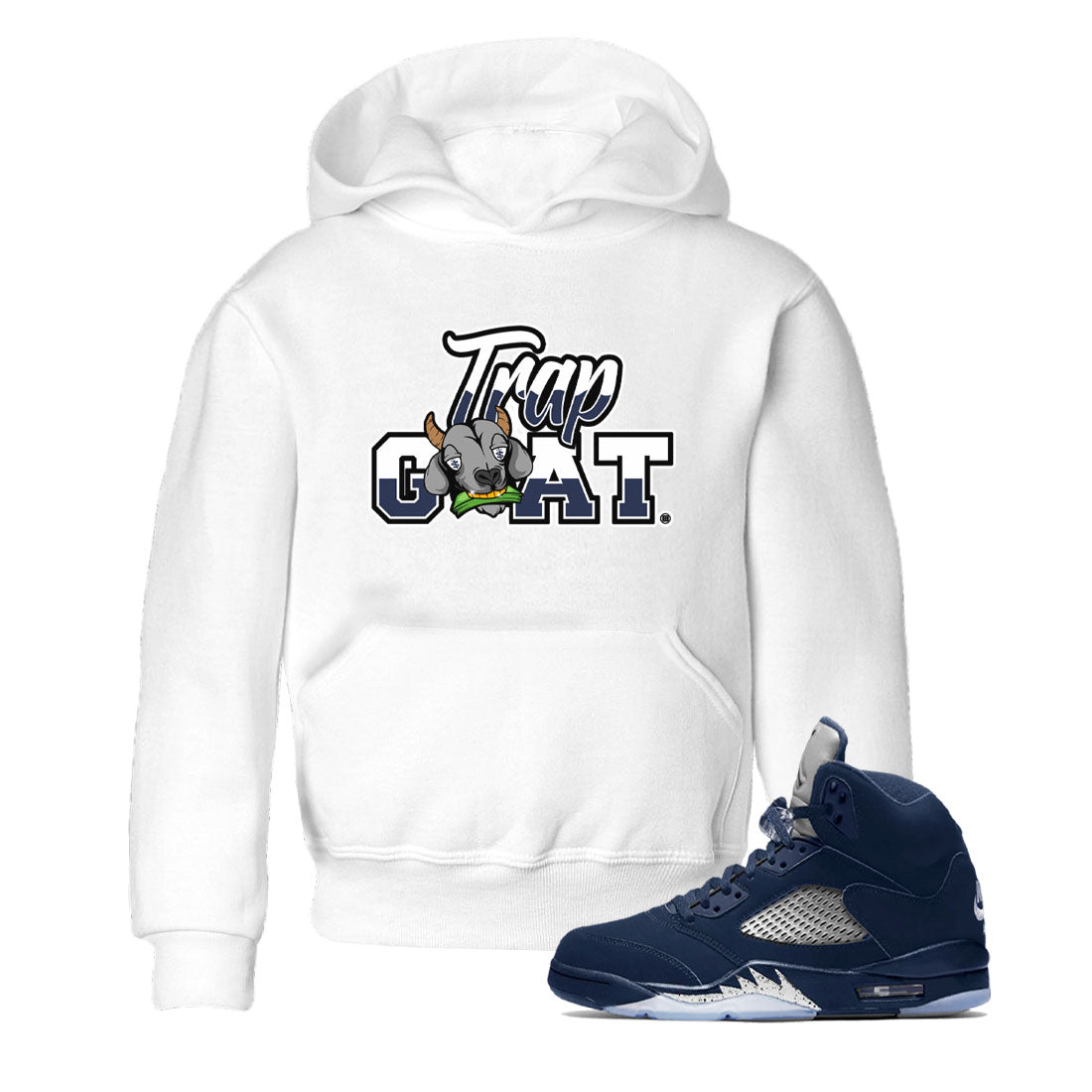 Jordan 5 Retro Georgetown shirt to match jordans Trap Goat Streetwear Sneaker Shirt Air Jordan 5 Georgetown Drip Gear Zone Sneaker Matching Clothing Baby Toddler White 1 T-Shirt