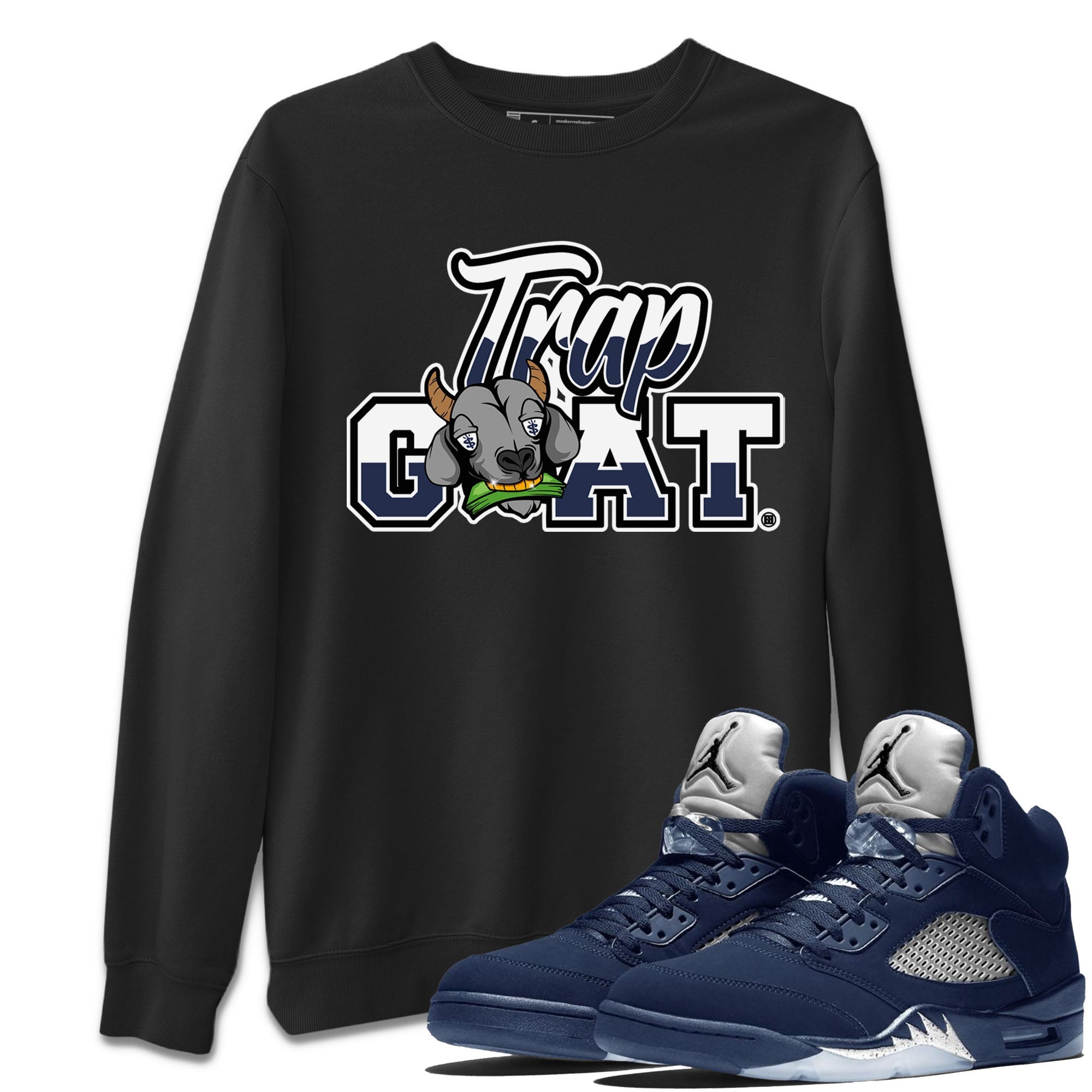 Jordan 5 Retro Georgetown shirt to match jordans Trap Goat Streetwear Sneaker Shirt Air Jordan 5 Georgetown Drip Gear Zone Sneaker Matching Clothing Unisex Black 1 T-Shirt