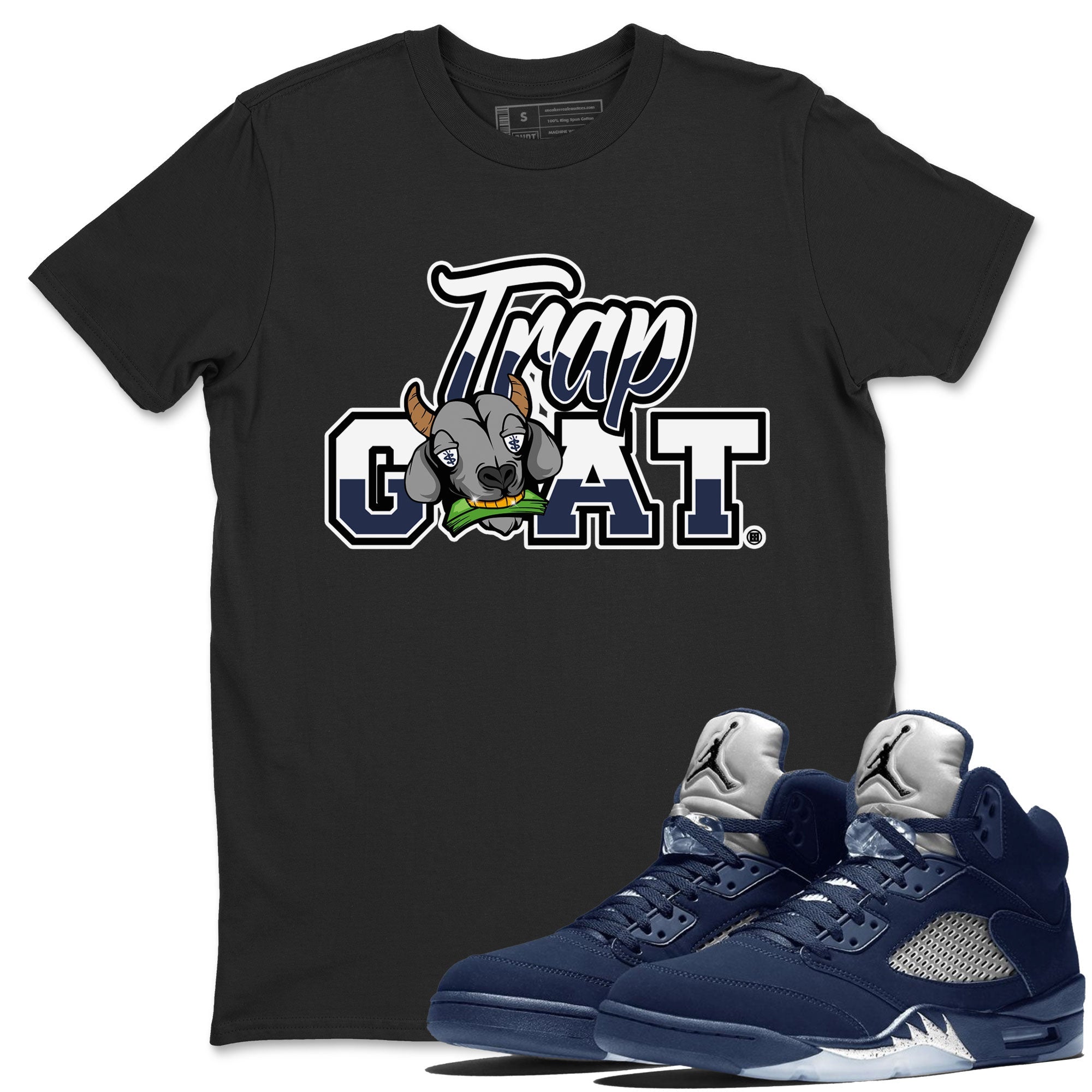 Jordan 5 Retro Georgetown shirt to match jordans Trap Goat Streetwear Sneaker Shirt Air Jordan 5 Georgetown Drip Gear Zone Sneaker Matching Clothing Unisex Black 1 T-Shirt