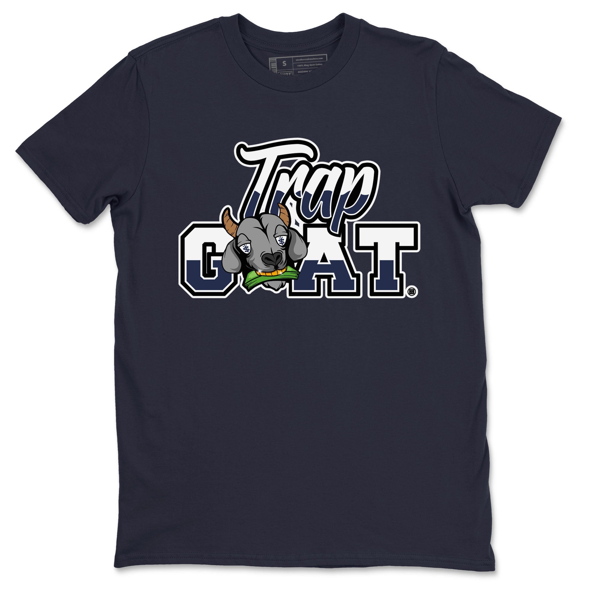 Jordan 5 Retro Georgetown shirt to match jordans Trap Goat Streetwear Sneaker Shirt Air Jordan 5 Georgetown Drip Gear Zone Sneaker Matching Clothing Unisex Navy 2 T-Shirt