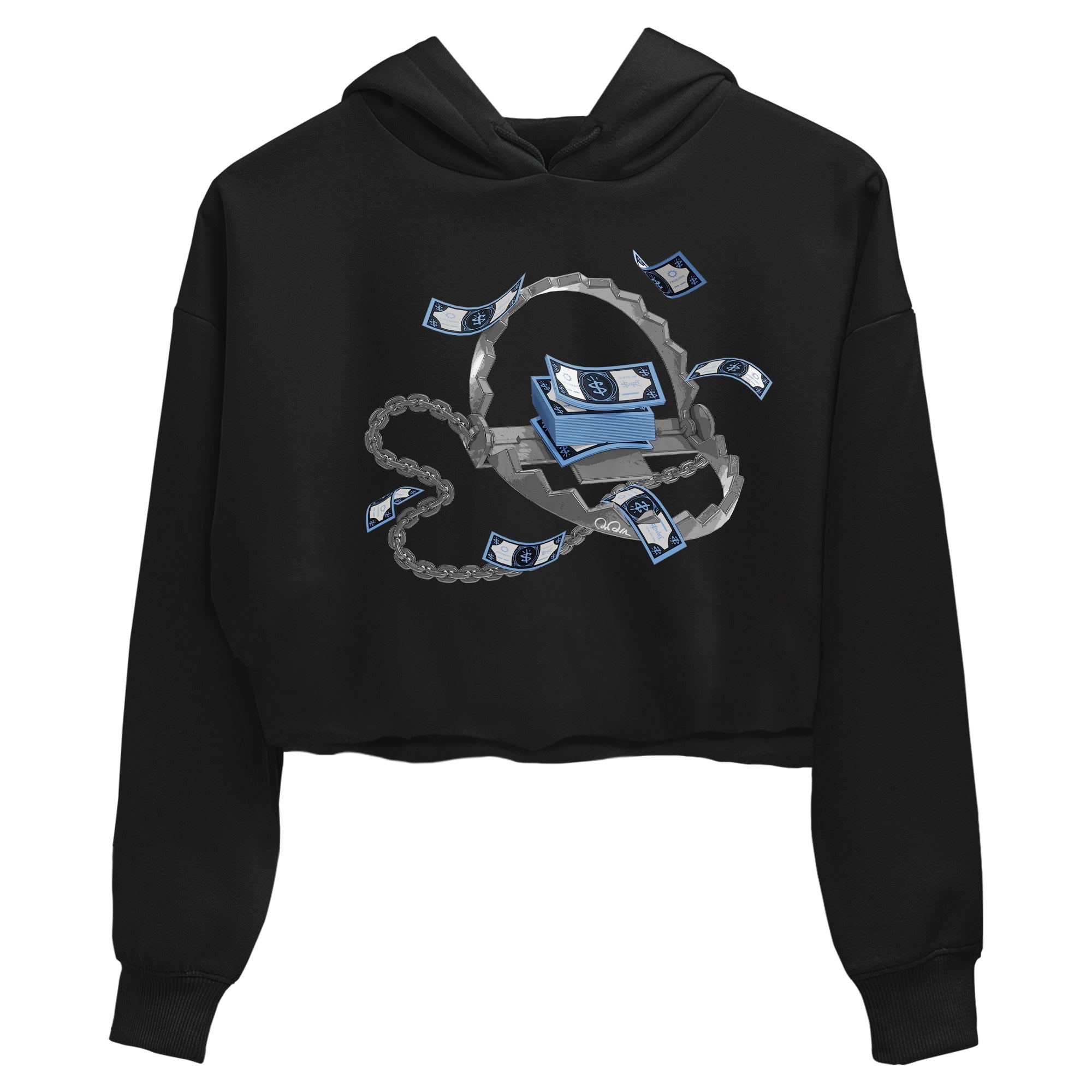 Air Jordan 1 Retro High OG UNC Toe Shirt to match Jordans Trap Money Streetwear Sneaker Shirt AJ1 UNC Toe Drip Gear Zone Sneaker Matching Clothing Crop T-Shirts Black 2