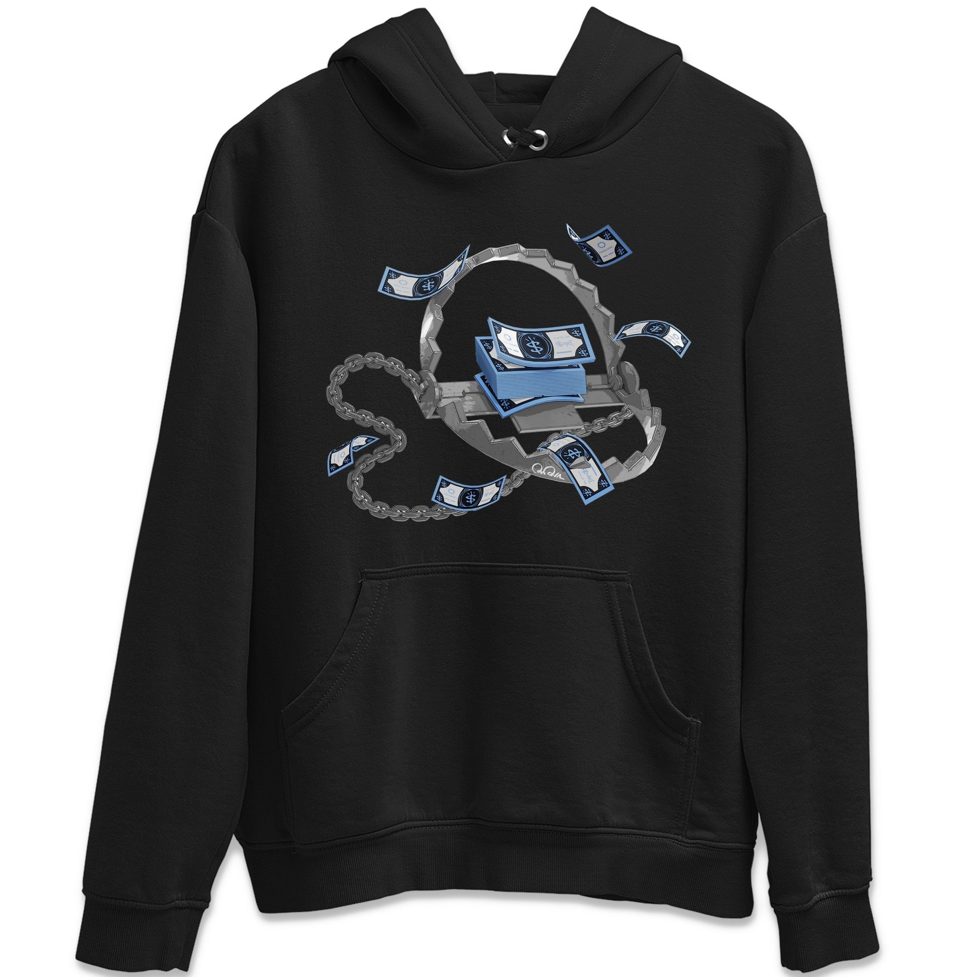 Air Jordan 1 Retro High OG UNC Toe Shirt to match Jordans Trap Money Streetwear Sneaker Shirt AJ1 UNC Toe Drip Gear Zone Sneaker Matching Clothing Crew Neck T-Shirts Black 2